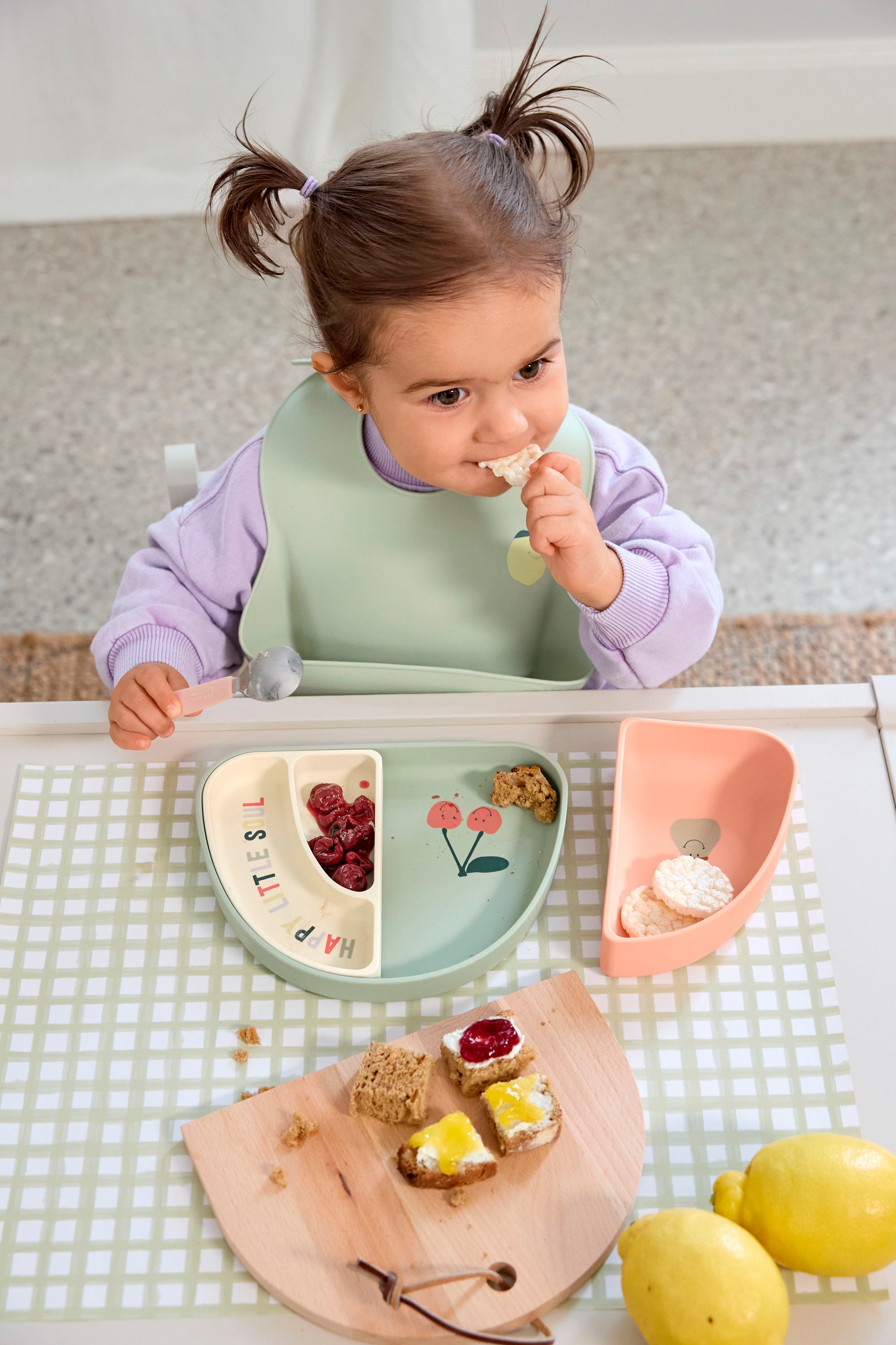 LÄSSIG Kindergeschirr-Set »Happy Fruits Kirsche, Silikon«