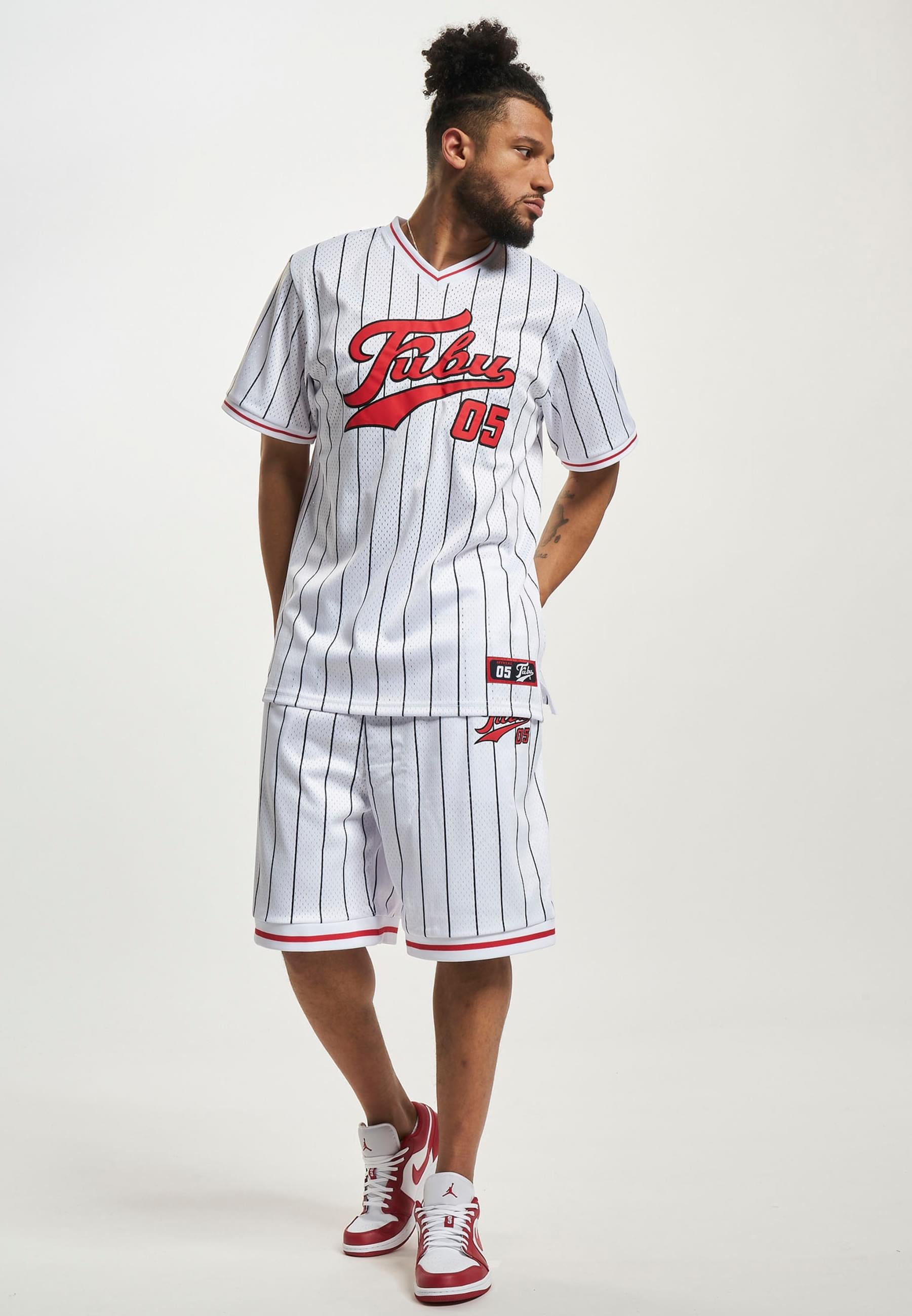 Fubu Langarmshirt »Fubu Herren FM231-005-1 FUBU Varsity Pinstriped Mesh Tee« 1 Stk.