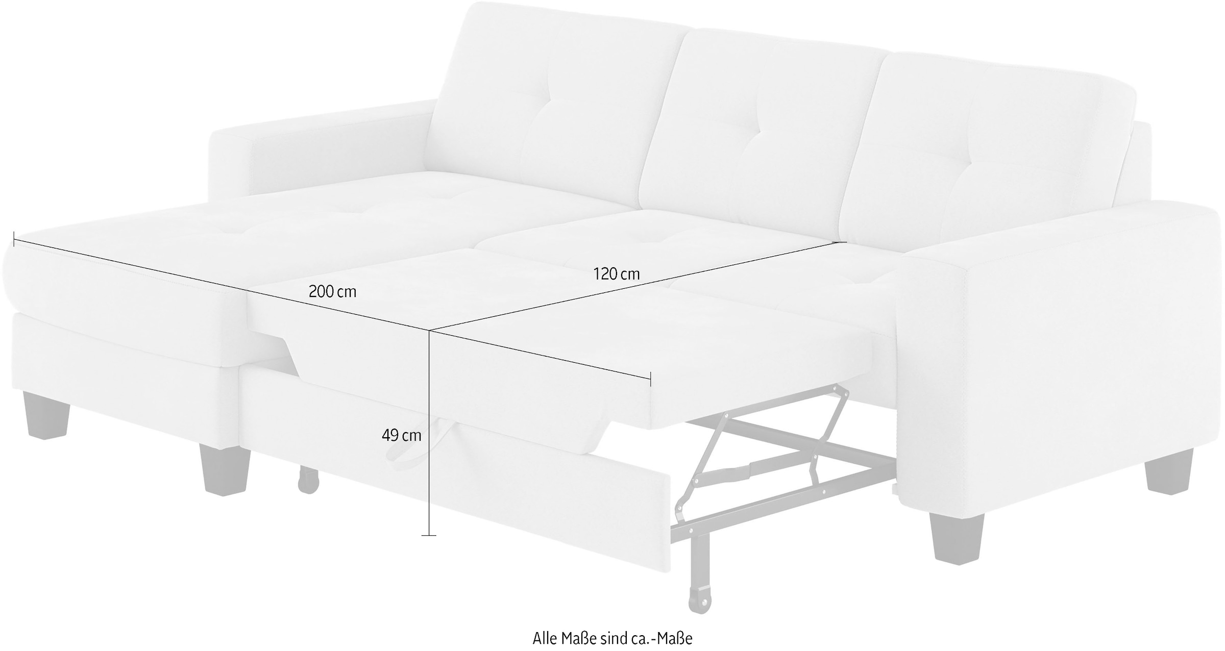 Places of Style Ecksofa »Varese L-Form«, Kreuznaht in beige