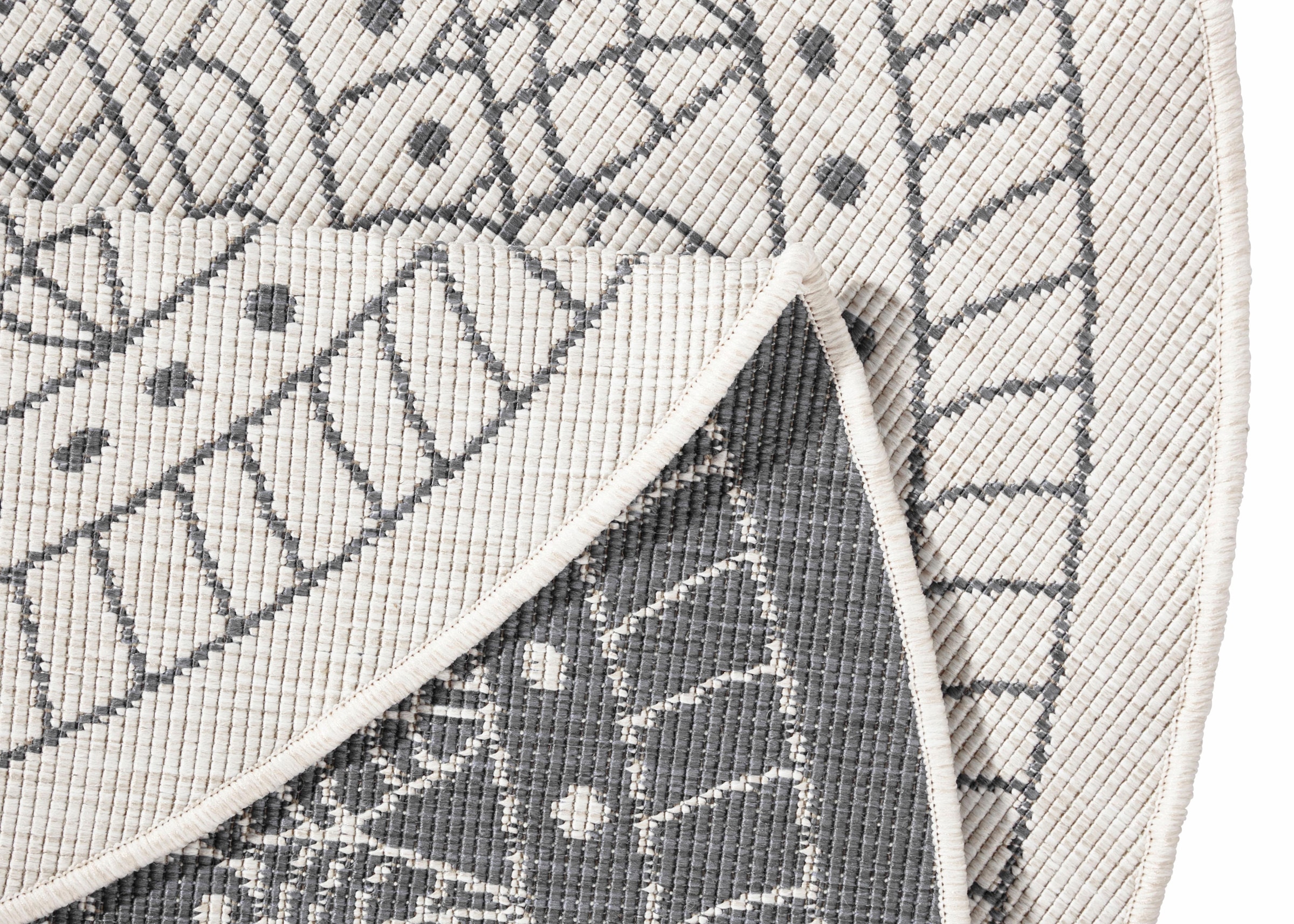 NORTHRUGS Teppich »Porto Wendeteppich«, rund, 5 mm Höhe, In-& Outdoor, Wetterfest, Balkon, Garten, Wohnzimmer, Wasserfest