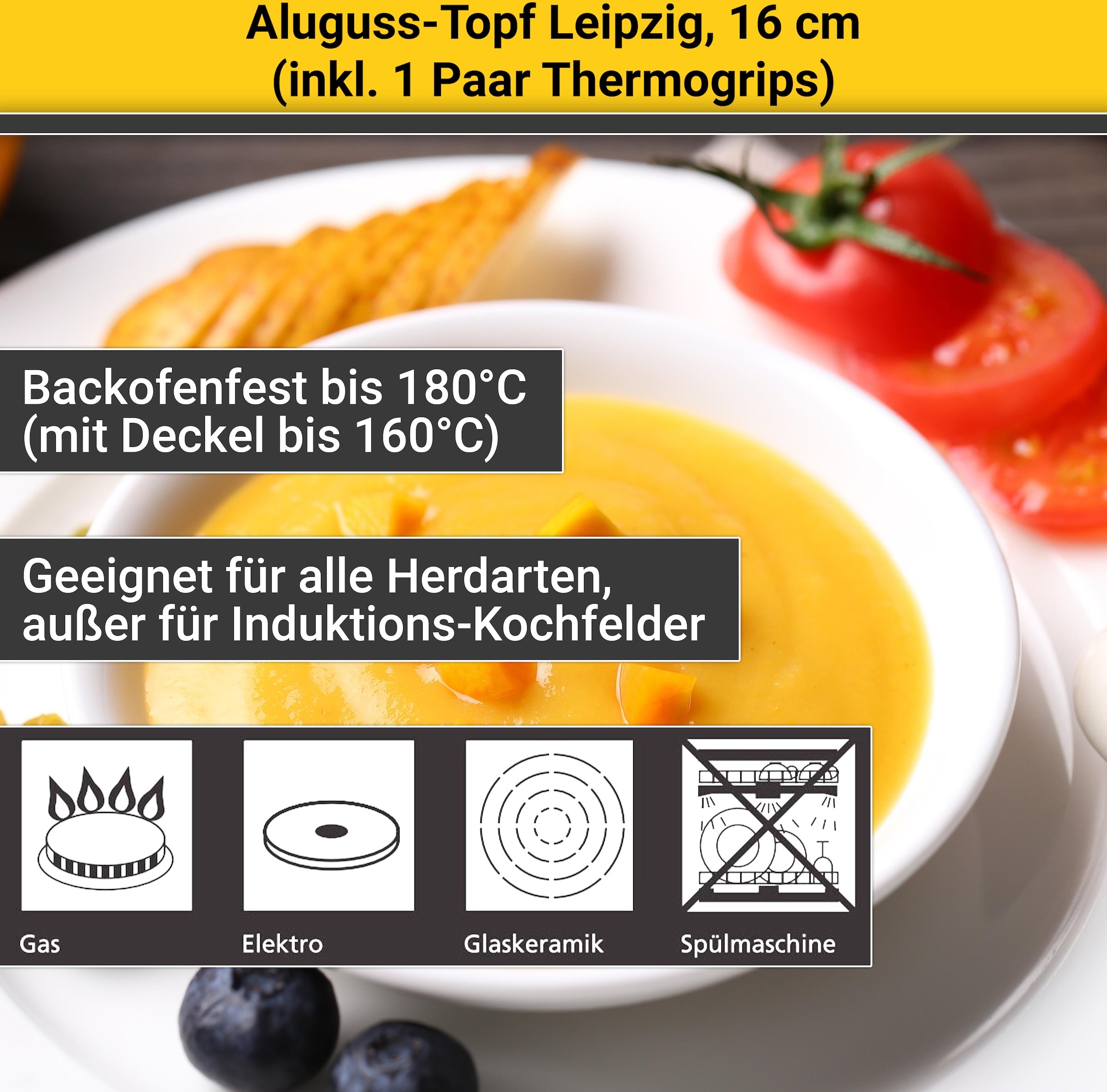Krüger Fleischtopf »Leipzig«, Aluminiumguss, Antihaftversiegelung, auf Sichtkochen für Raten bestellen Glasdeckel praktisches