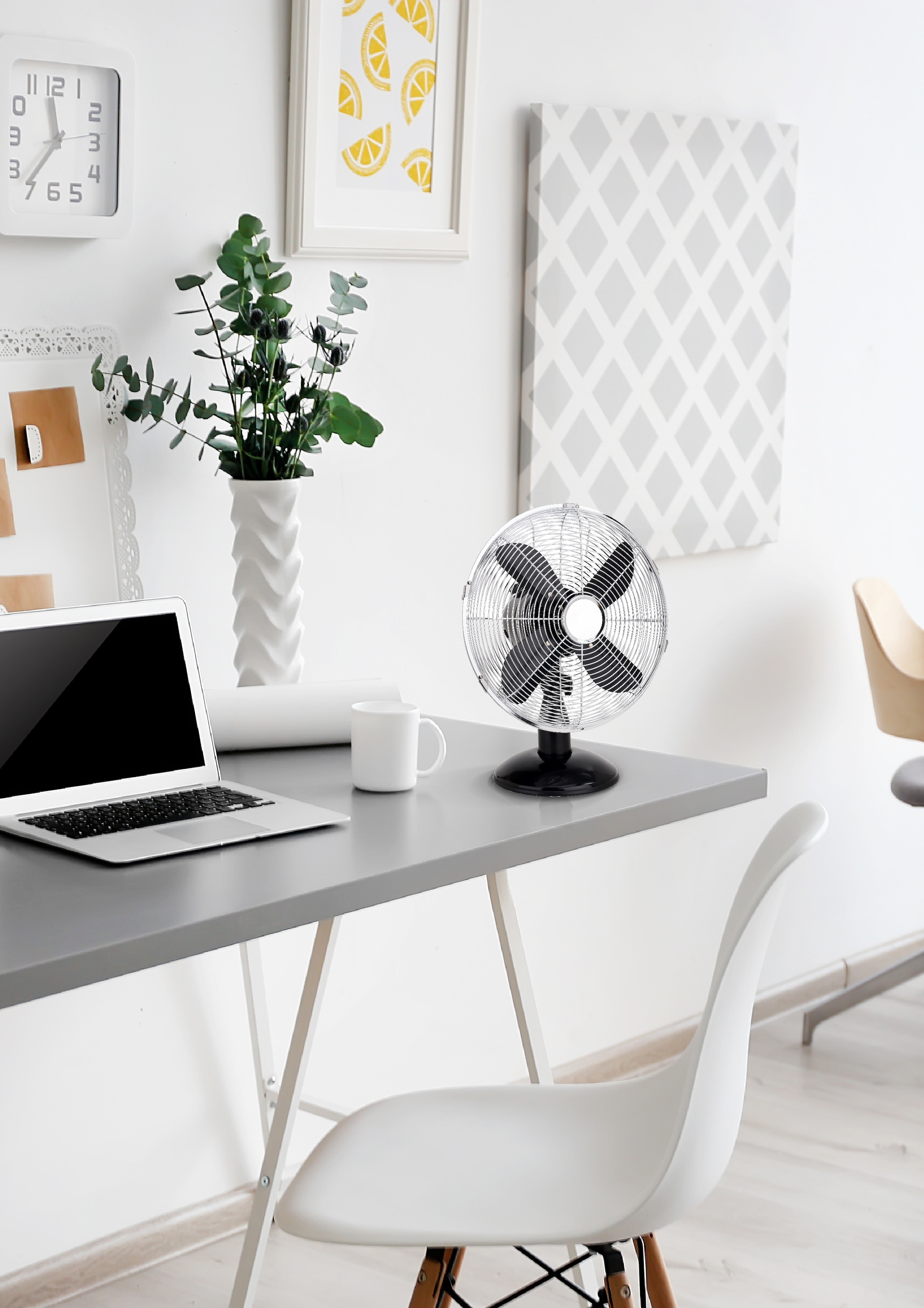 Sonnenkönig Tischventilator »Metal Black 12, Leistung 35W, leise, horizontale Oszillation«, 3 Ventilationsstufen, 4 Ventilationsblätter, Oszillation