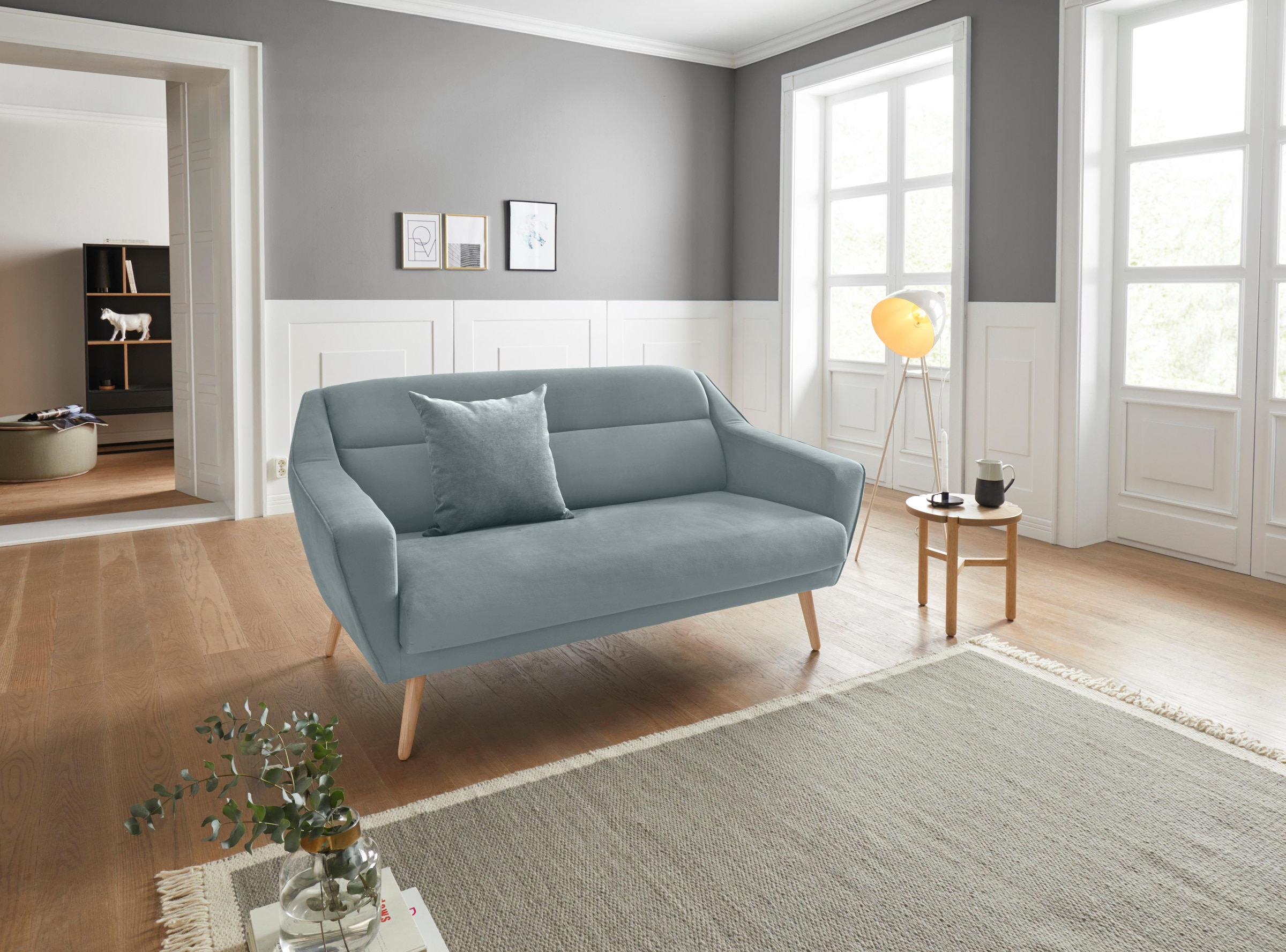 OTTO home 2-Sitzer »Bille« mit Naht im Rückenkissen und Eiche-Beinen, Desig günstig online kaufen