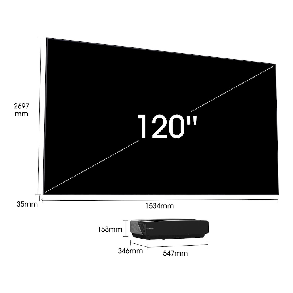 Hisense Laser-TV »120L5F-A12 (120 Zoll)«, Triple Tuner, inkl. Soft Panel