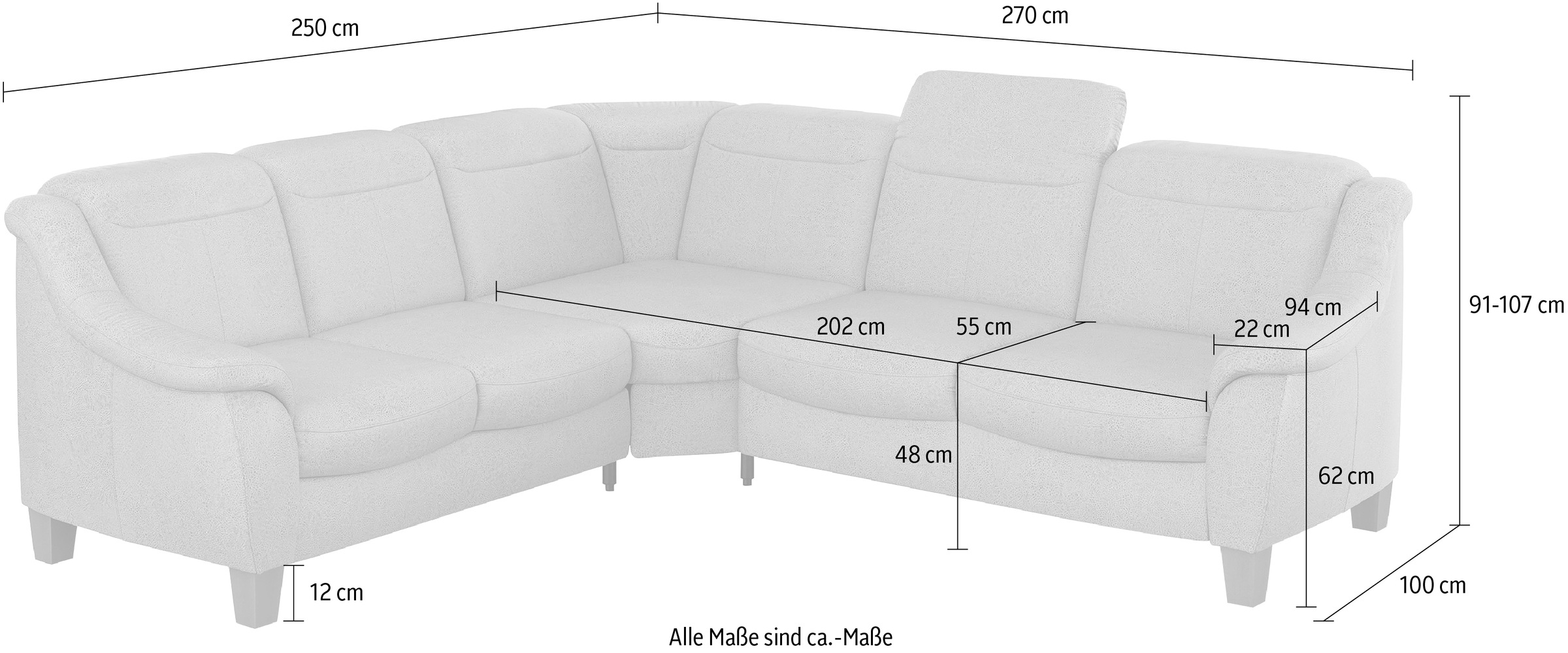 Home affaire Ecksofa »Caldera L-Form«, Federkern, wahlweise mit Kopfteilverstellung, Bettfunktion, Bettkasten