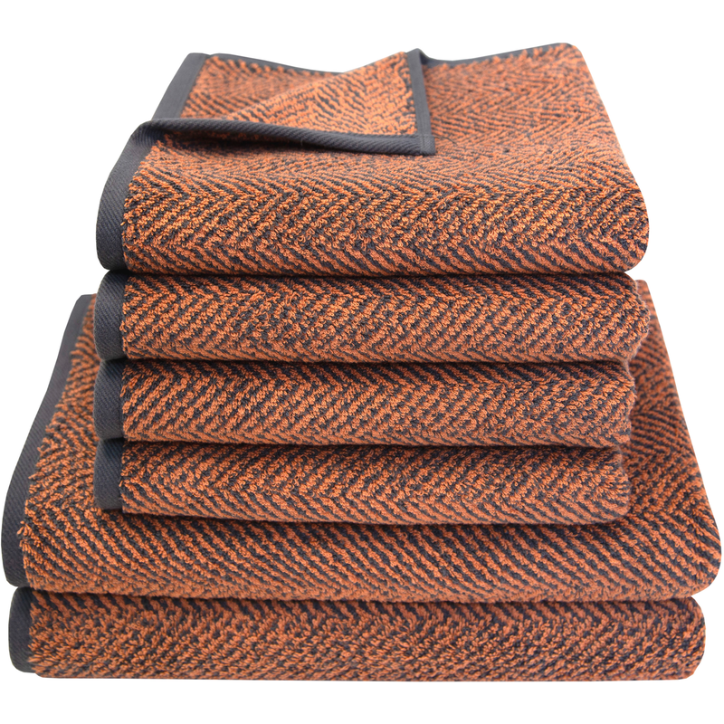 DYCKHOFF Handtuch Set »Golden Shades Herringbone« Set 6 Stk. Walkfrottier 4 Handtücher (50x100cm), 2 Duschtücher (70x140cm) kupfer Obermaterial:...