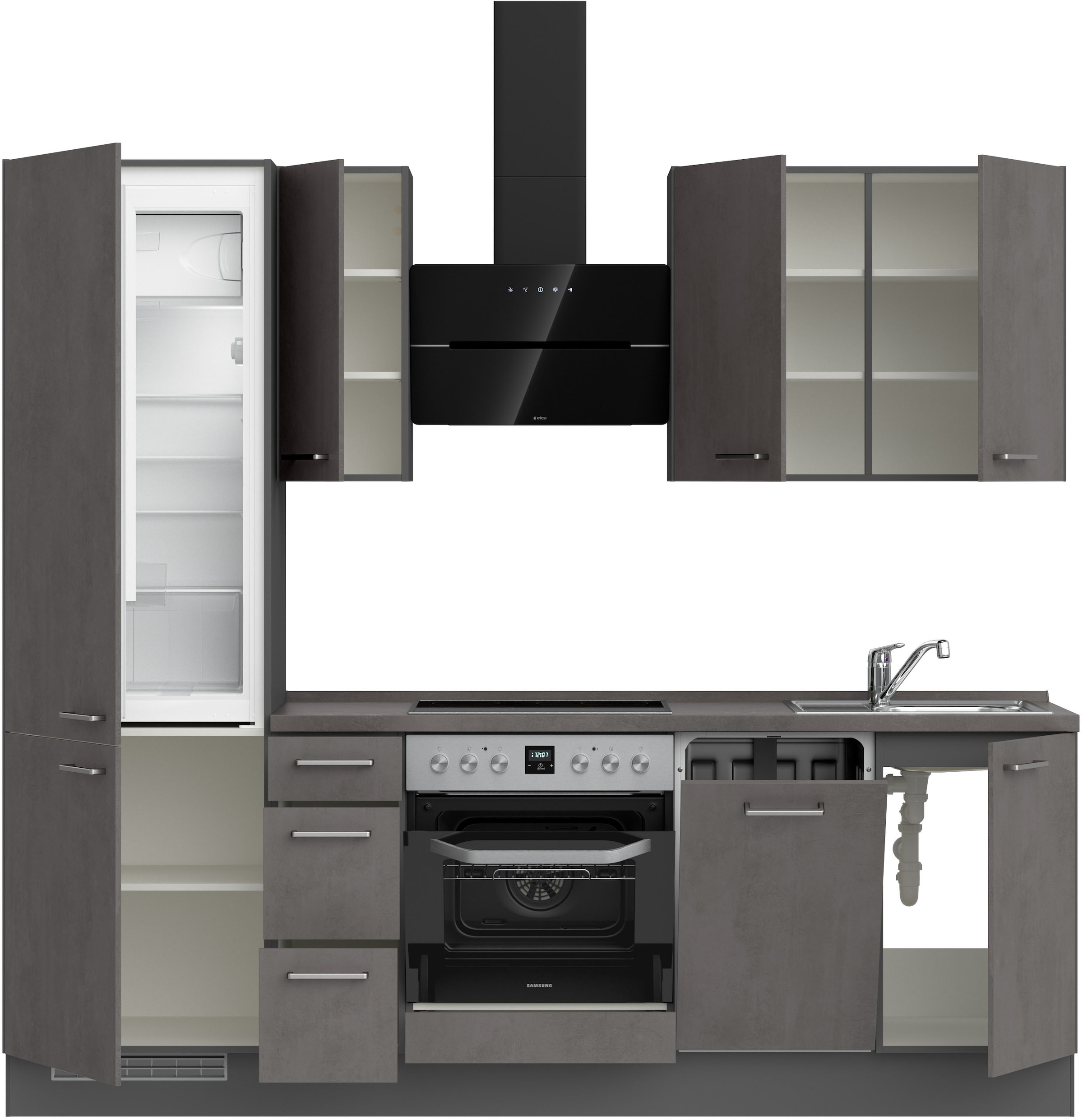 nobilia® Küchenzeile »"Riva II"«, vormontiert, Ausrichtung wählbar, Breite 240 cm, wahlw. mit E-Geräten