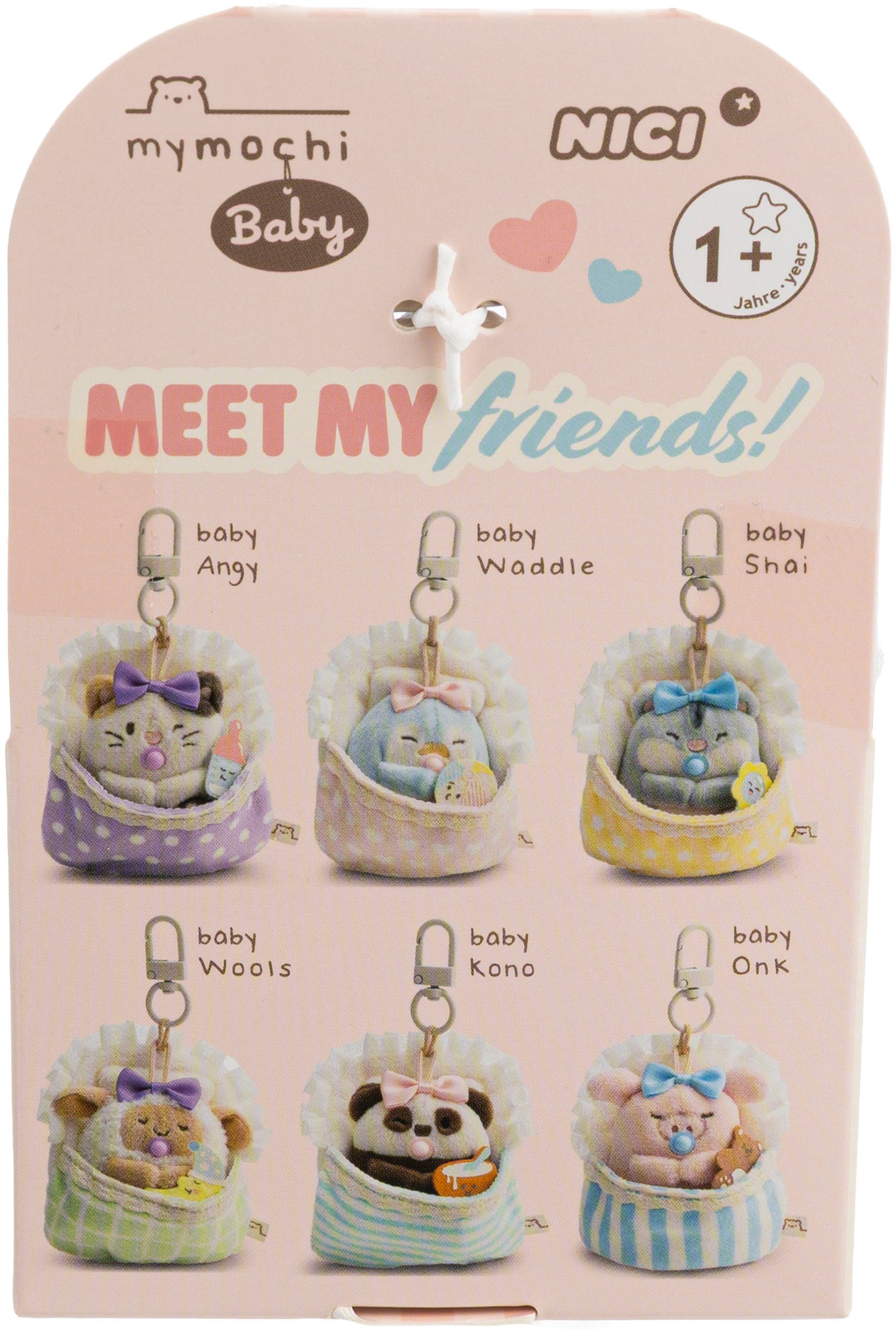 Nici Kuscheltier »mymochi, Set Katze Angy 7cm mit Babyflasche & Bettchen mit Karabiner« in Geschenkbox