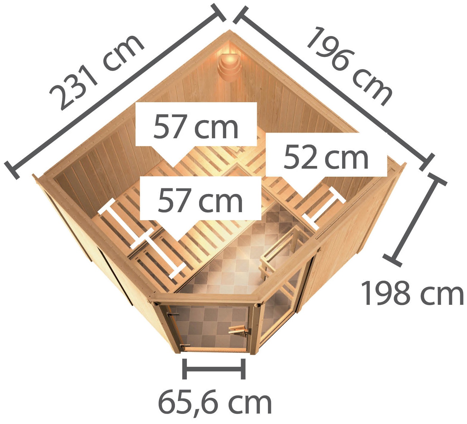 Karibu Sauna »Frigga 3«, 9-kW-Ofen mit integrierter Steuerung