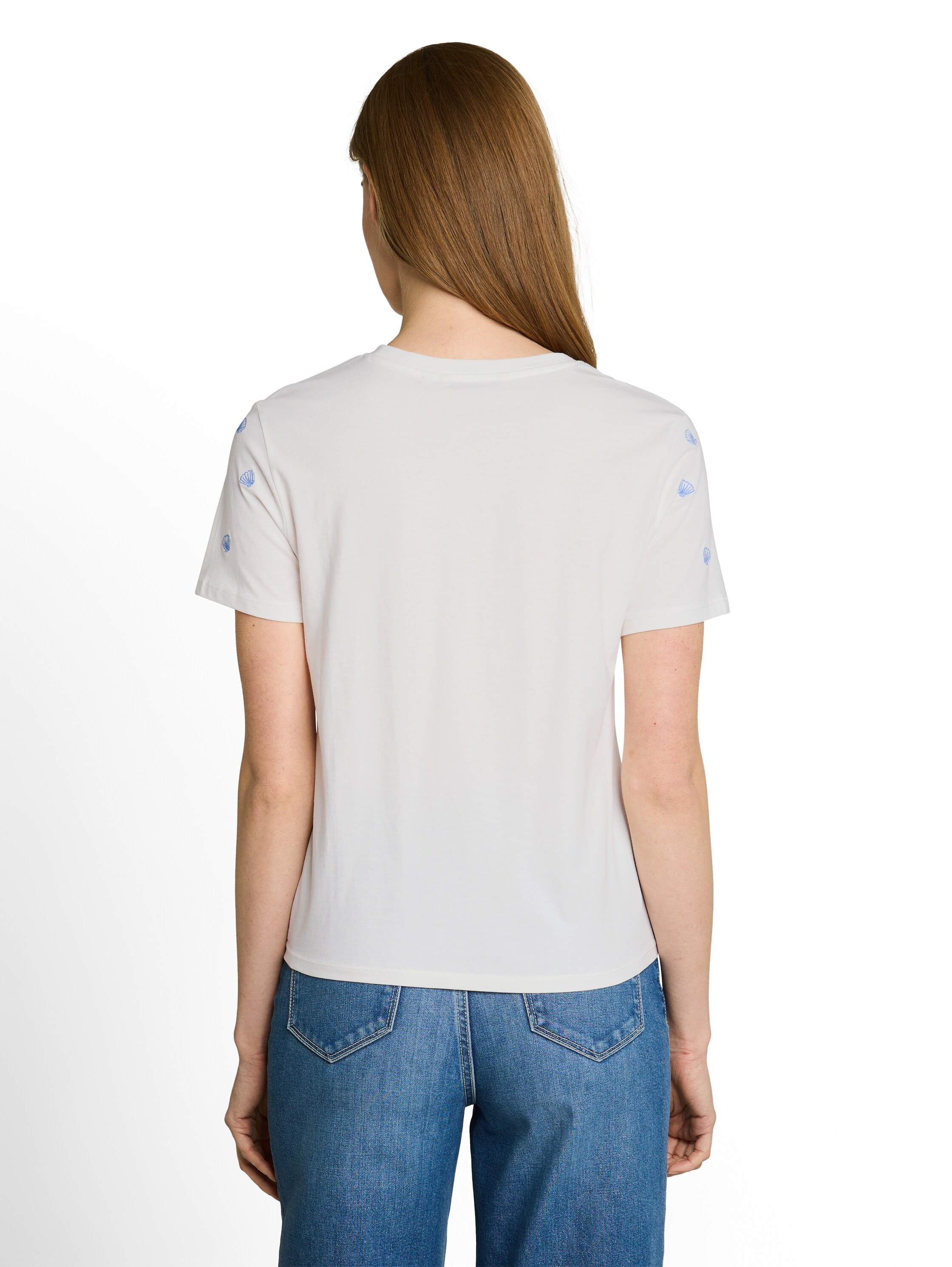 TOM TAILOR Denim T-Shirt Sommershirt mit Knoten-Detail und Stickereien