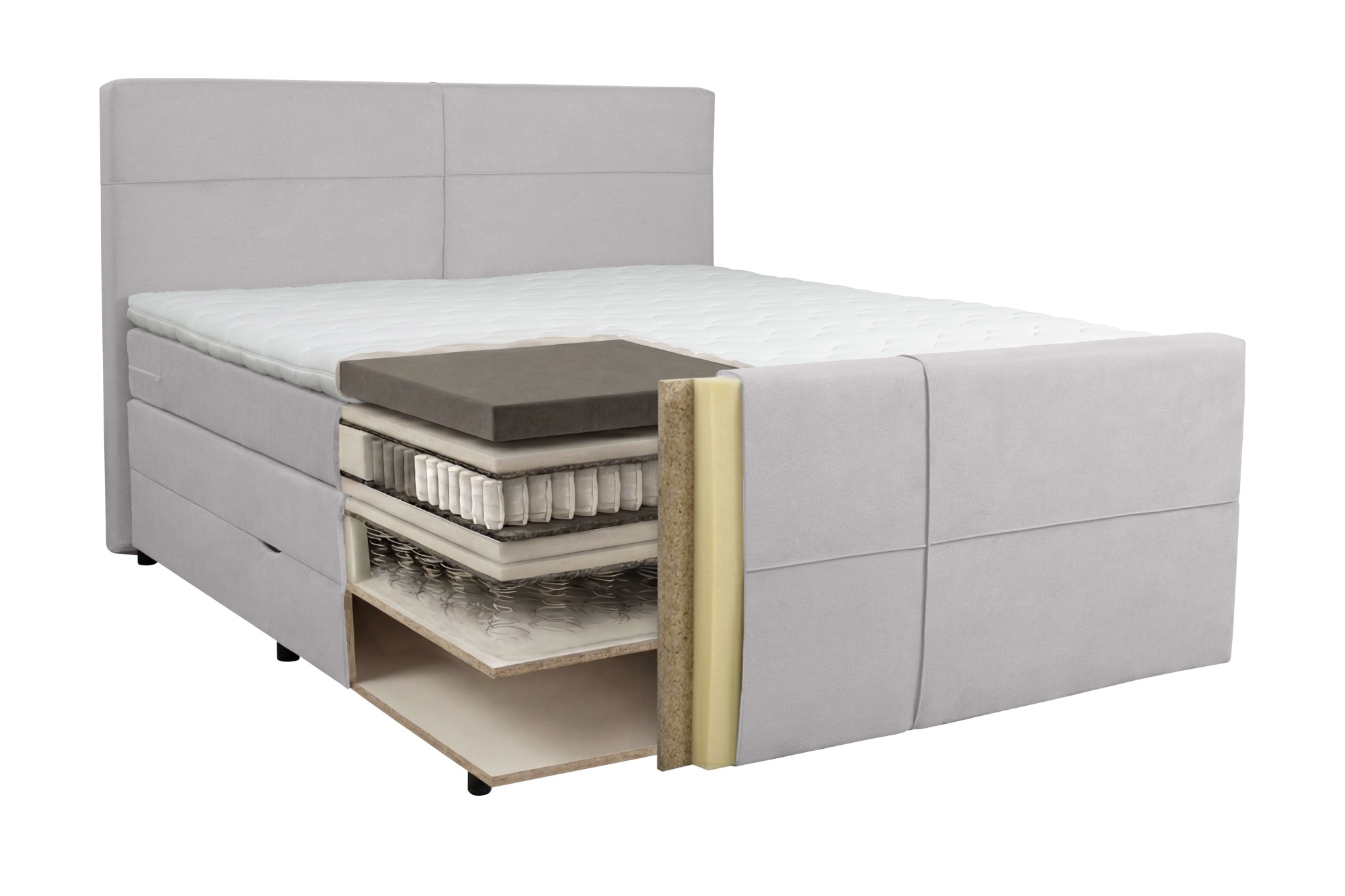 Home affaire Boxspringbett »Lucas, Doppelbett, Polsterbett, Federkernbett, Komfortbett, 160,180 cm« inkl. 6 cm Topper, zwei Bettkästen, Taschen-Federkernmatratze in H3