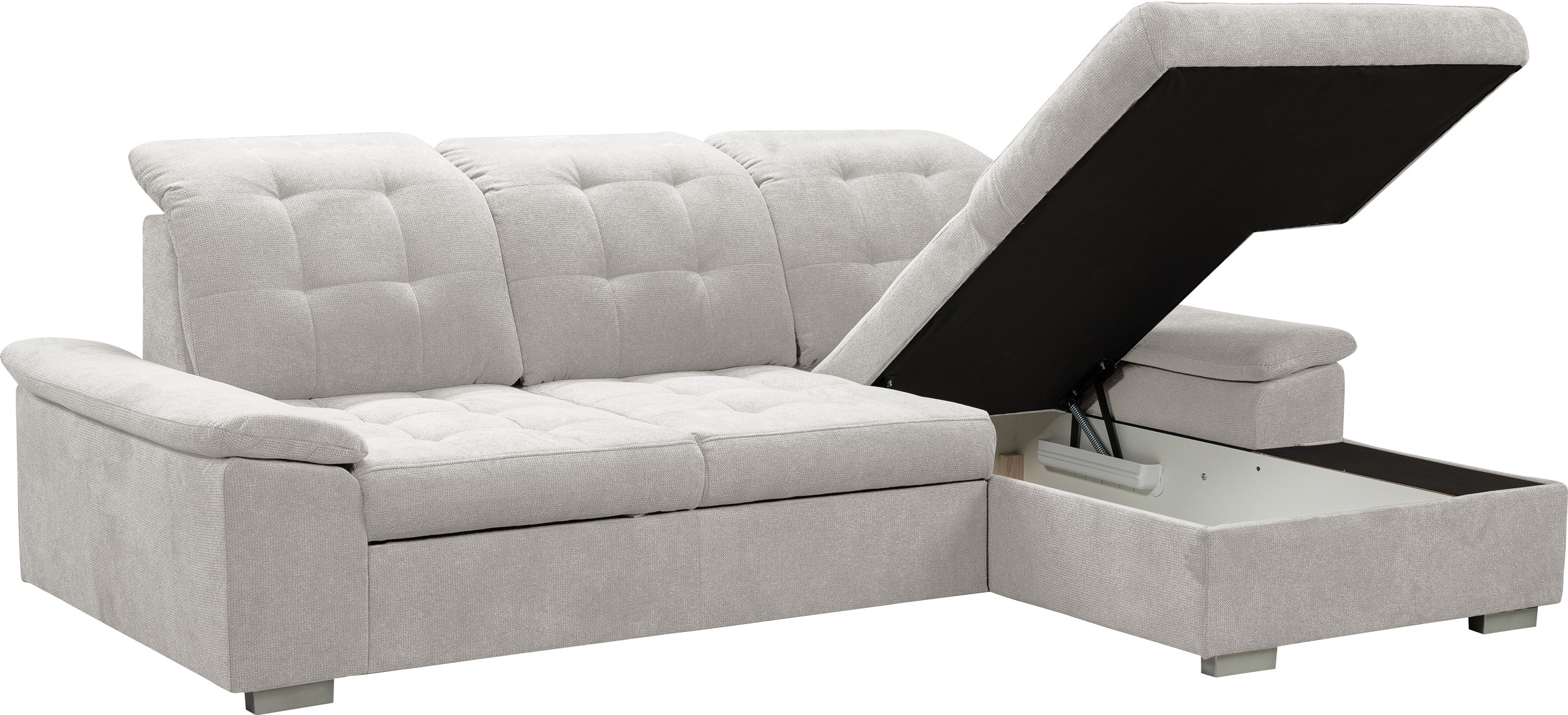 WERK2 Ecksofa Carmen, Sofa, Eckcouch mit Schlaffunktion, Bettkasten und Sitztiefenverstellung