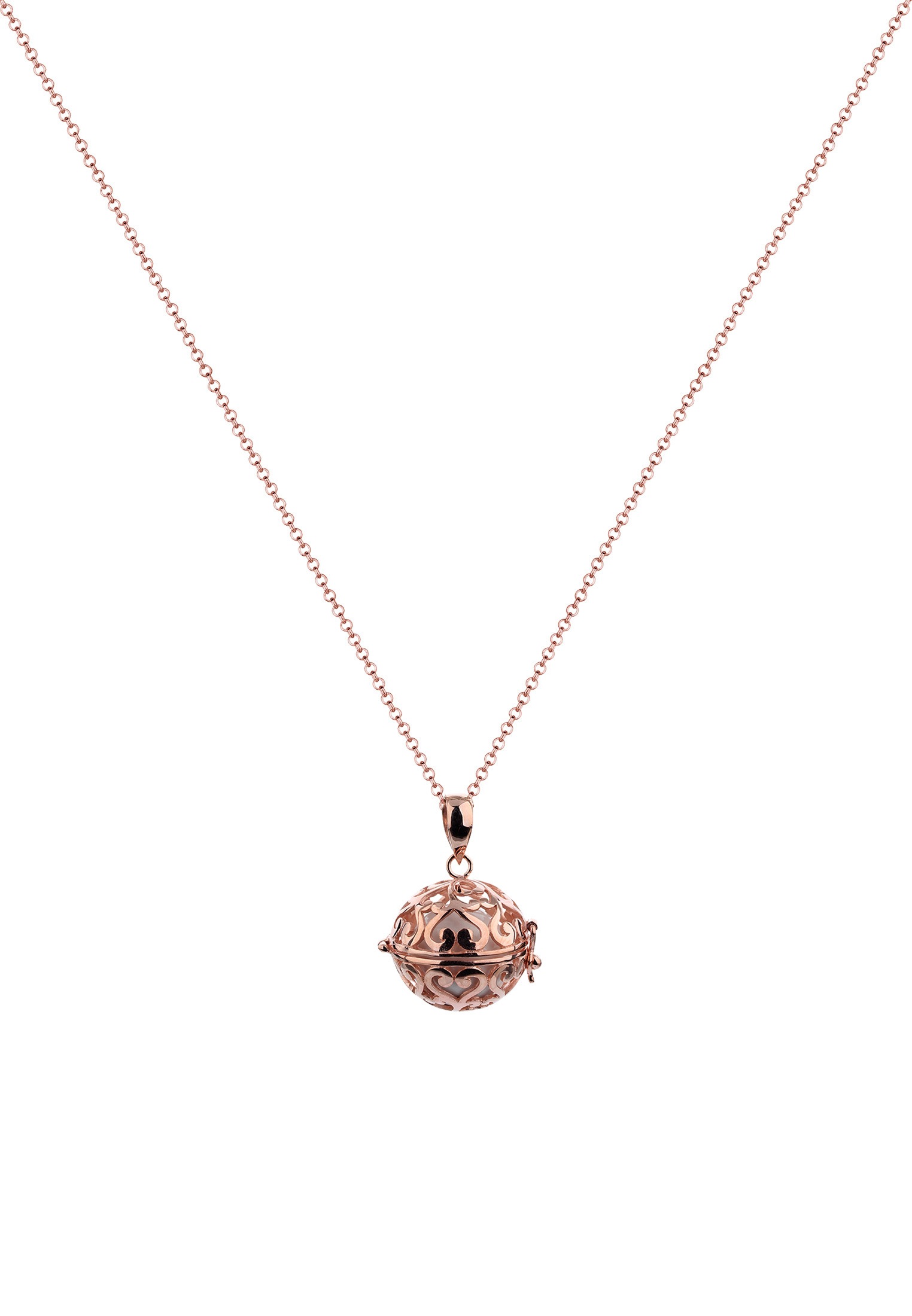 Nenalina Kette mit Anhänger »Engelsflüsterer Klangkugel Herz 925 Silber rosé«