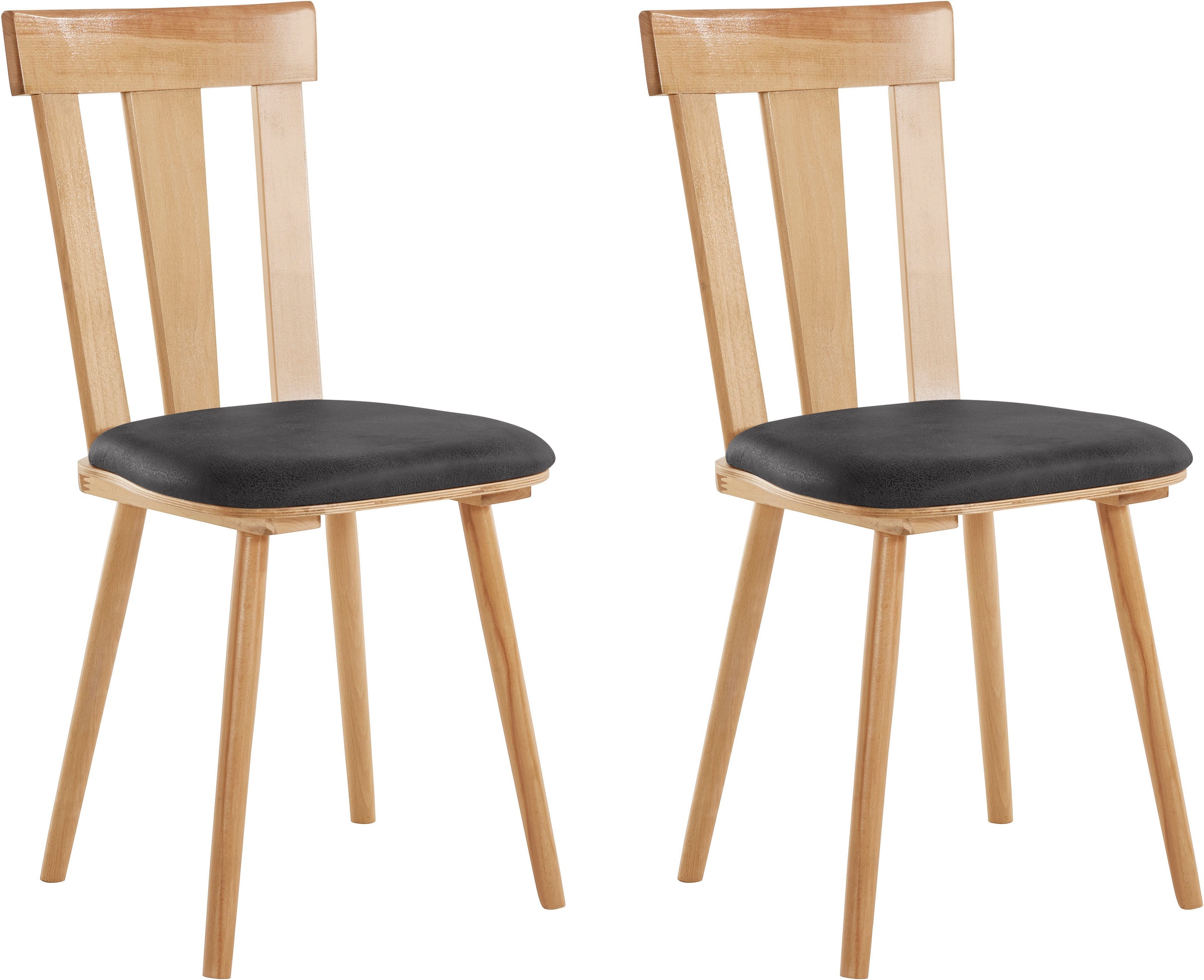 Stuhl „Bamberg“, 2 St Vintage, Braun + natur B/H/T: 41 cm x 86 cm x 47 cm