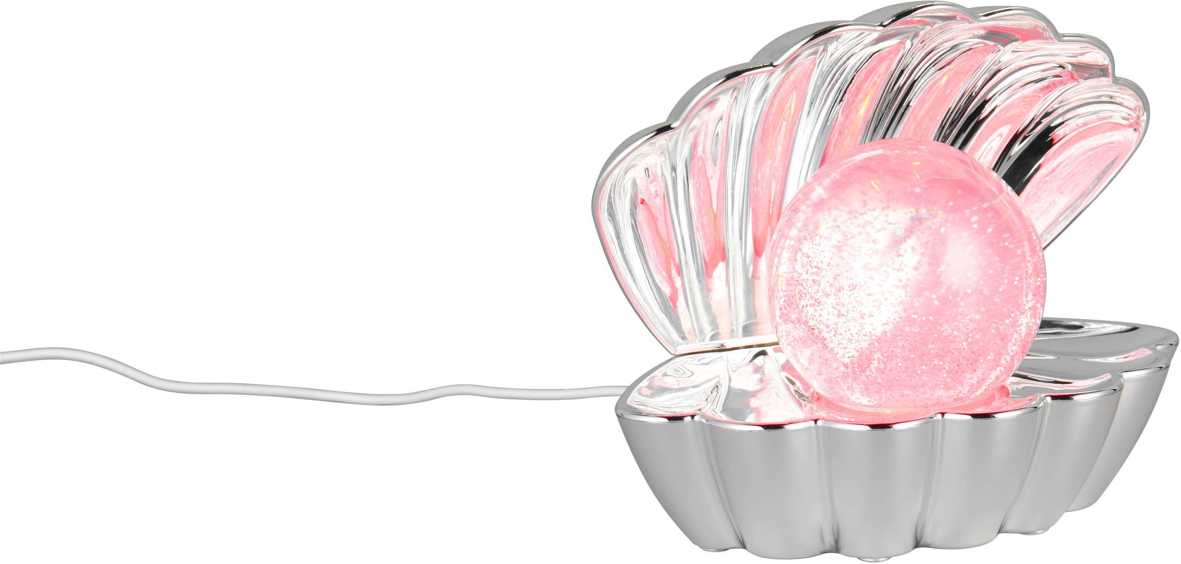 REALITY Leuchten LED Tischleuchte »SHELLY, Deko Tischlampe in Muschelform mit RGB Farbwechsel, 0,8W 15Lm« LED-Board 1 Stk. RGB Muschel Tischlampe mit Glitzerkugel und Farbwechsel inkl USB-Ladekabel