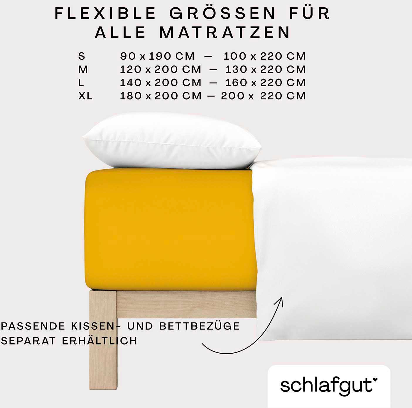 Schlafgut Spannbettlaken »PURE BOXSPRING in Gr. 90x200, 140x200 oder 180x200, für Boxspringbett«, aus Bio-Baumwolle, für Matratzen bis 40 cm Höhe, Bettlaken