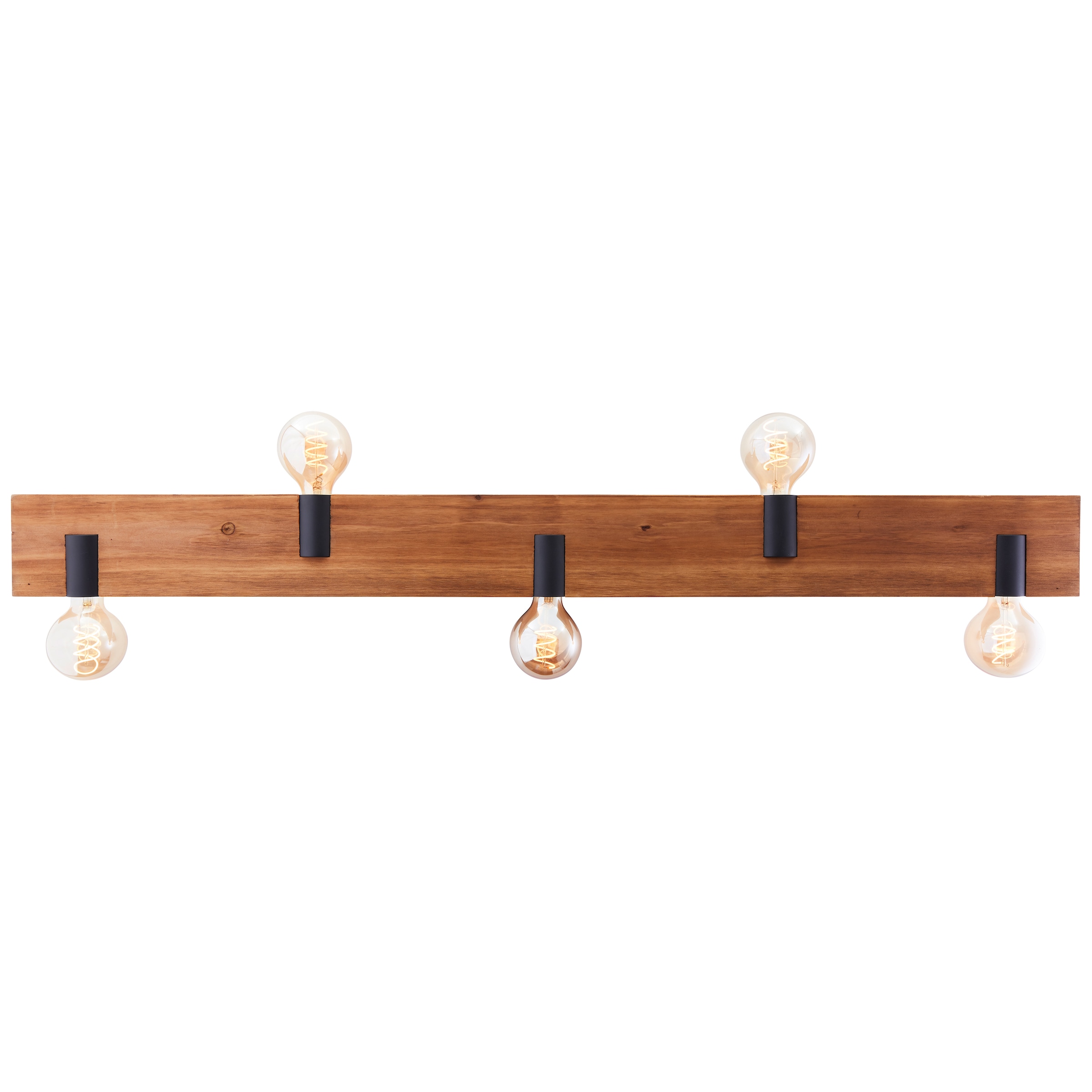 Brilliant Deckenleuchte »Mertes«, 5 flammig, Leuchtmittel E27 | ohne Leuchtmittel, Deckenlampe, E27, 115 x 12,5 cm, Holz/Metall, braun/schwarz