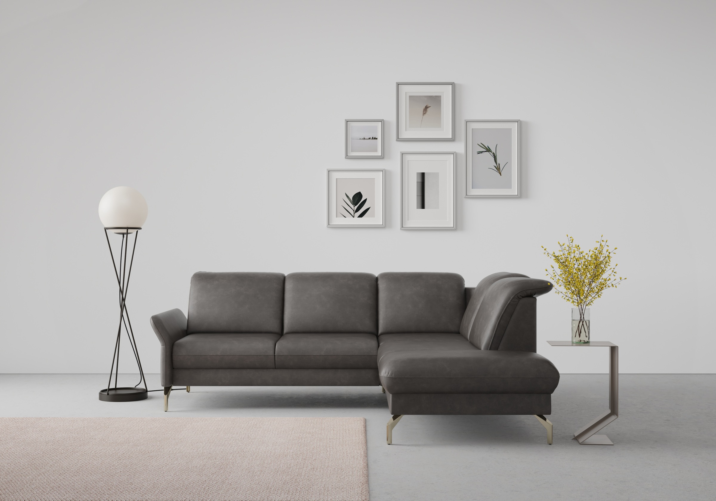 sit&more Ecksofa »Fashion L-Form«, wahlweise mit Kopfteilverstellung, Vorziehsitz, motorisch, Nickelfüße