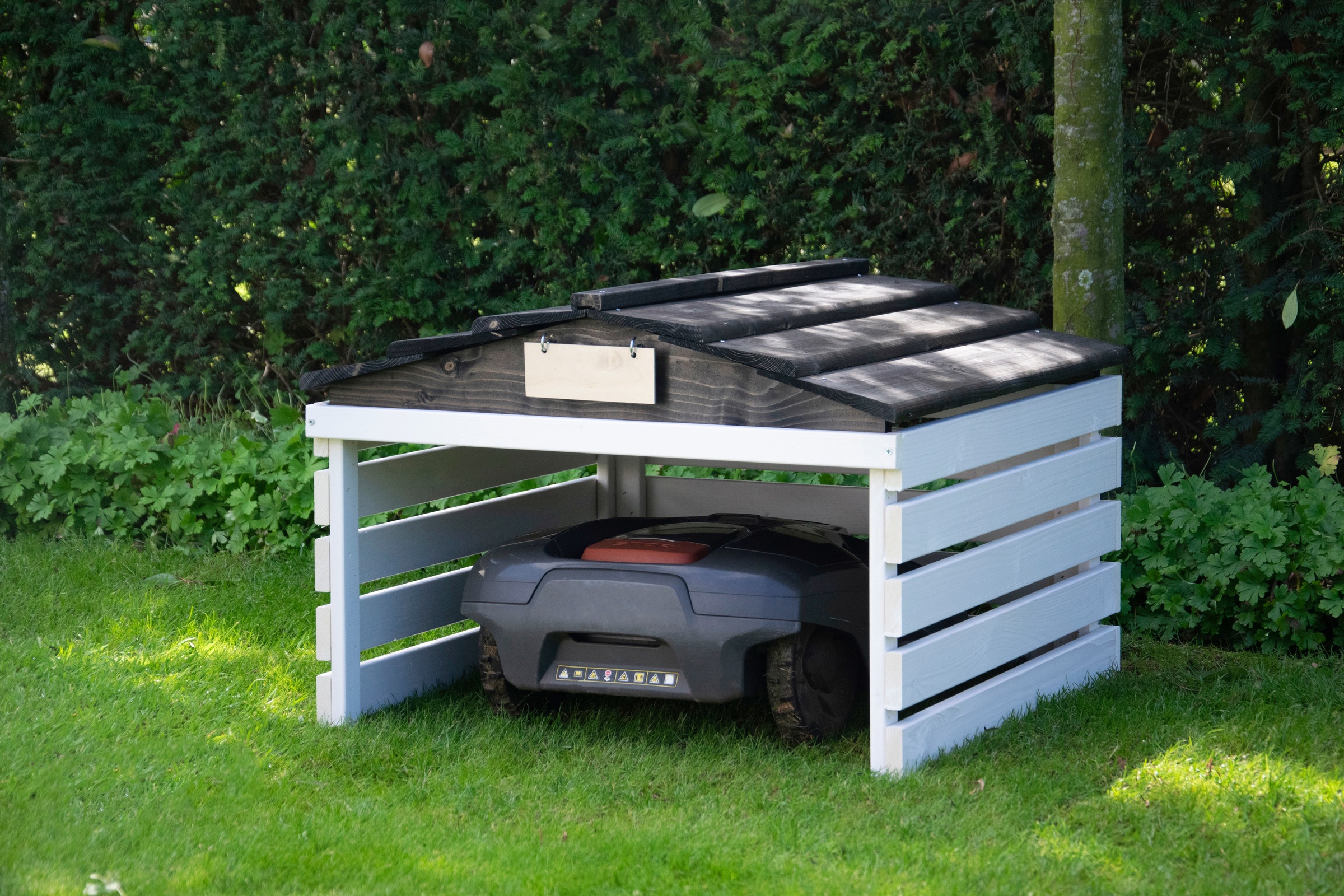 dobar Mähroboter-Garage, mit abnehmbarem Dach, weiß/schwarz