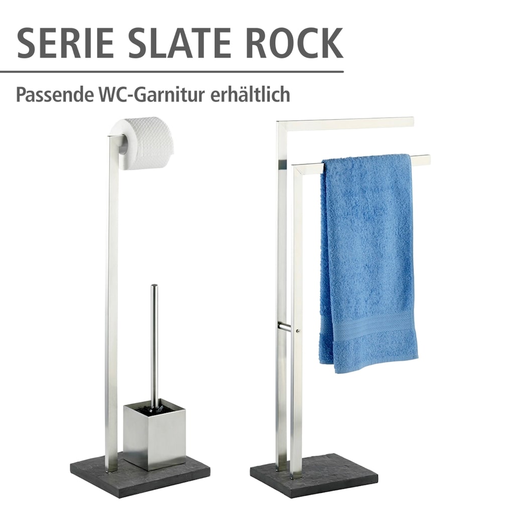 WENKO WC-Garnitur »Slate Rock«, aus Edelstahl-Polyresin (Kunststein)