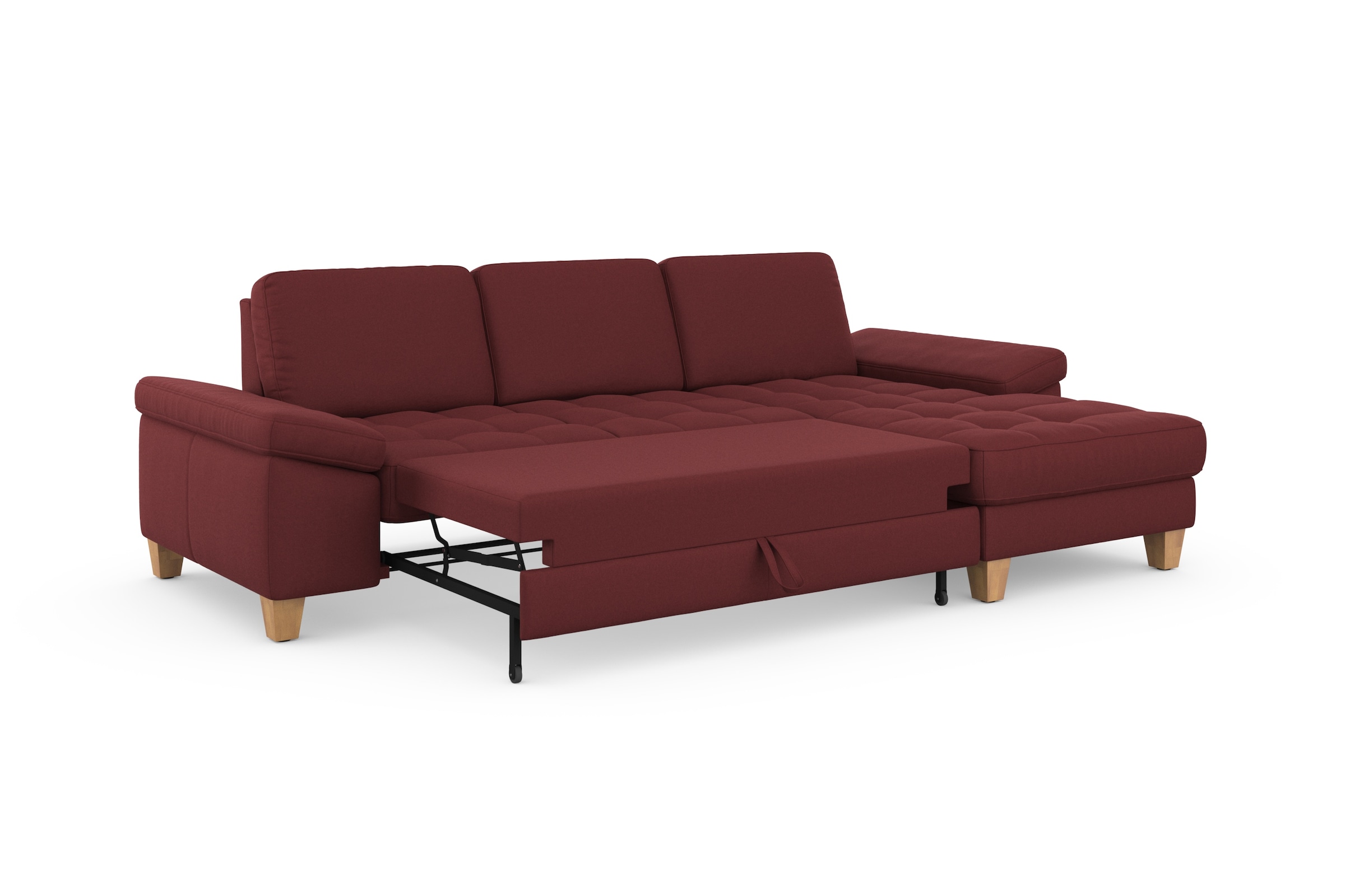 sit&more Ecksofa »Westham L-Form«, mit Recamiere, mit oder ohne Bettfunktion, Bettkasten, Füße Eiche