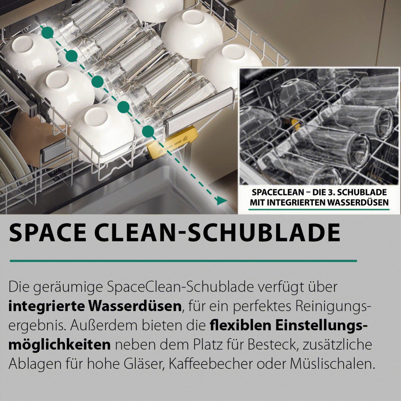 BAUKNECHT vollintegrierbarer Geschirrspüler »B8I HP42 LC«, B8RI HP42 LC, 14 Maßgedecke, SpaceClean – die 3. Schublade für hohe Gläser und Müslischalen