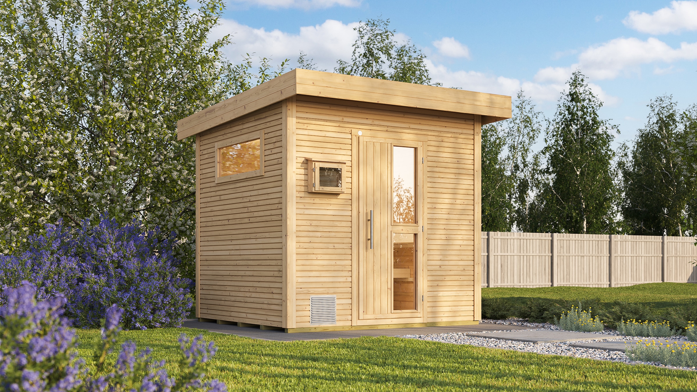 weka Saunahaus »Design-Saunahaus KUOPIO 1« Blockbohlen, modernes wekaLine-Profil