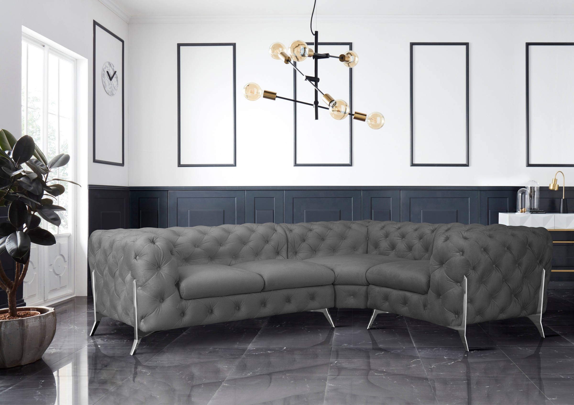 Home affaire Chesterfield-Sofa »Amaury L-Form« moderne Chersterfield-Optik, günstig online kaufen