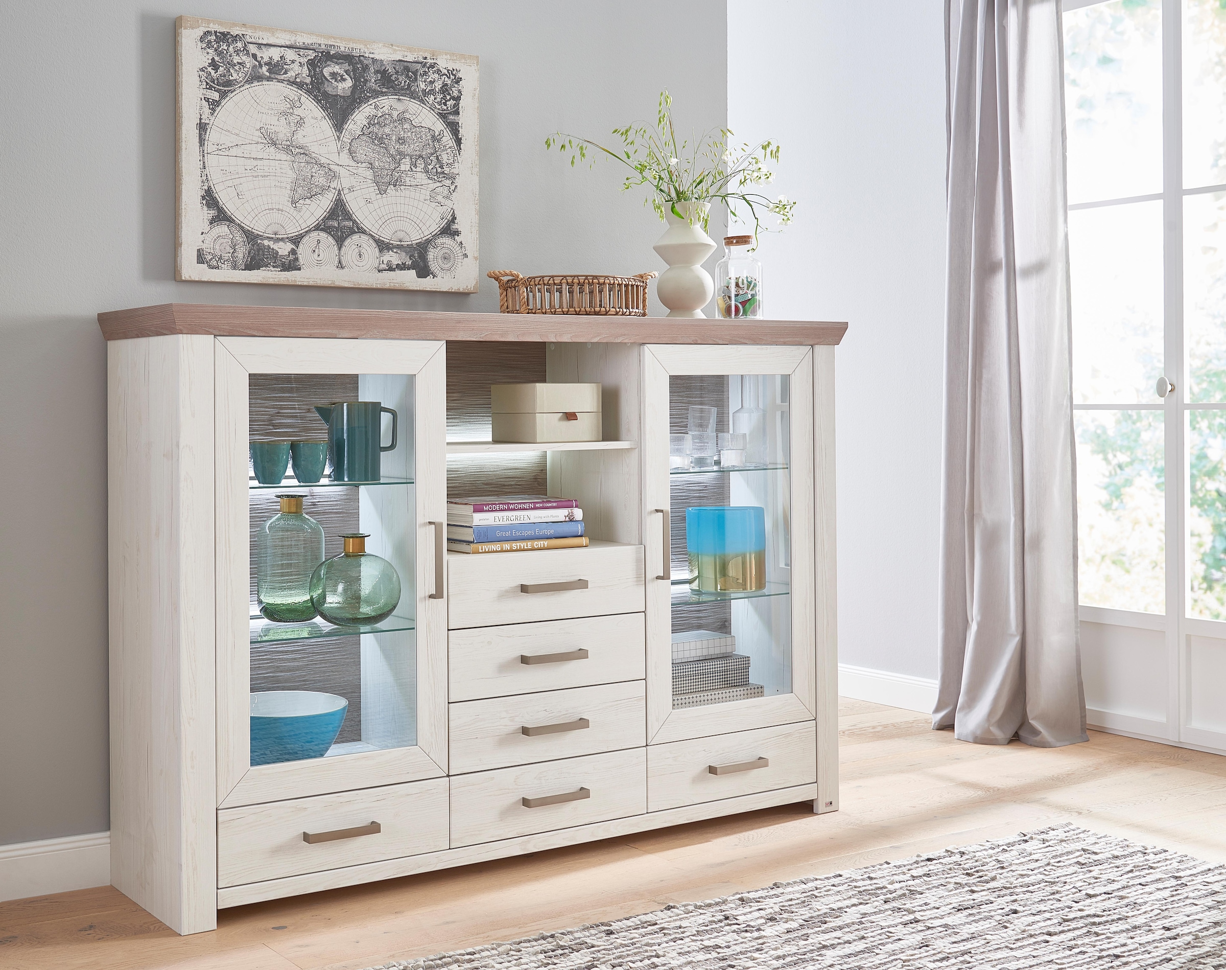 set one by Musterring Highboard »york«, Typ 56, Breite 184 cm auf Rechnung  bestellen