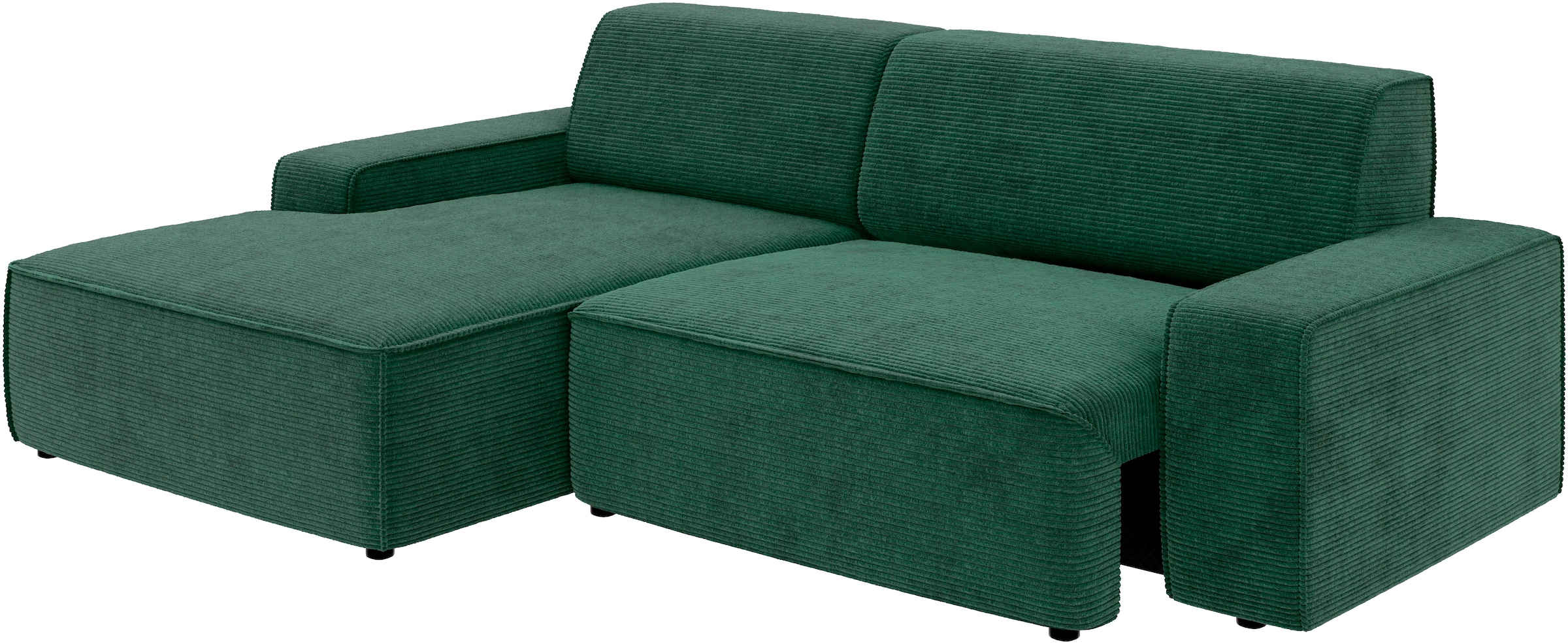 TRENDMANUFAKTUR Ecksofa »Graz, wahlweise mit Sitzvorschub und Bettkasten, L-Form, Breite 246 cm«, in Cord-, haustierfreundlichem LEO Struktur- oder LUMOS-3D-Bezug