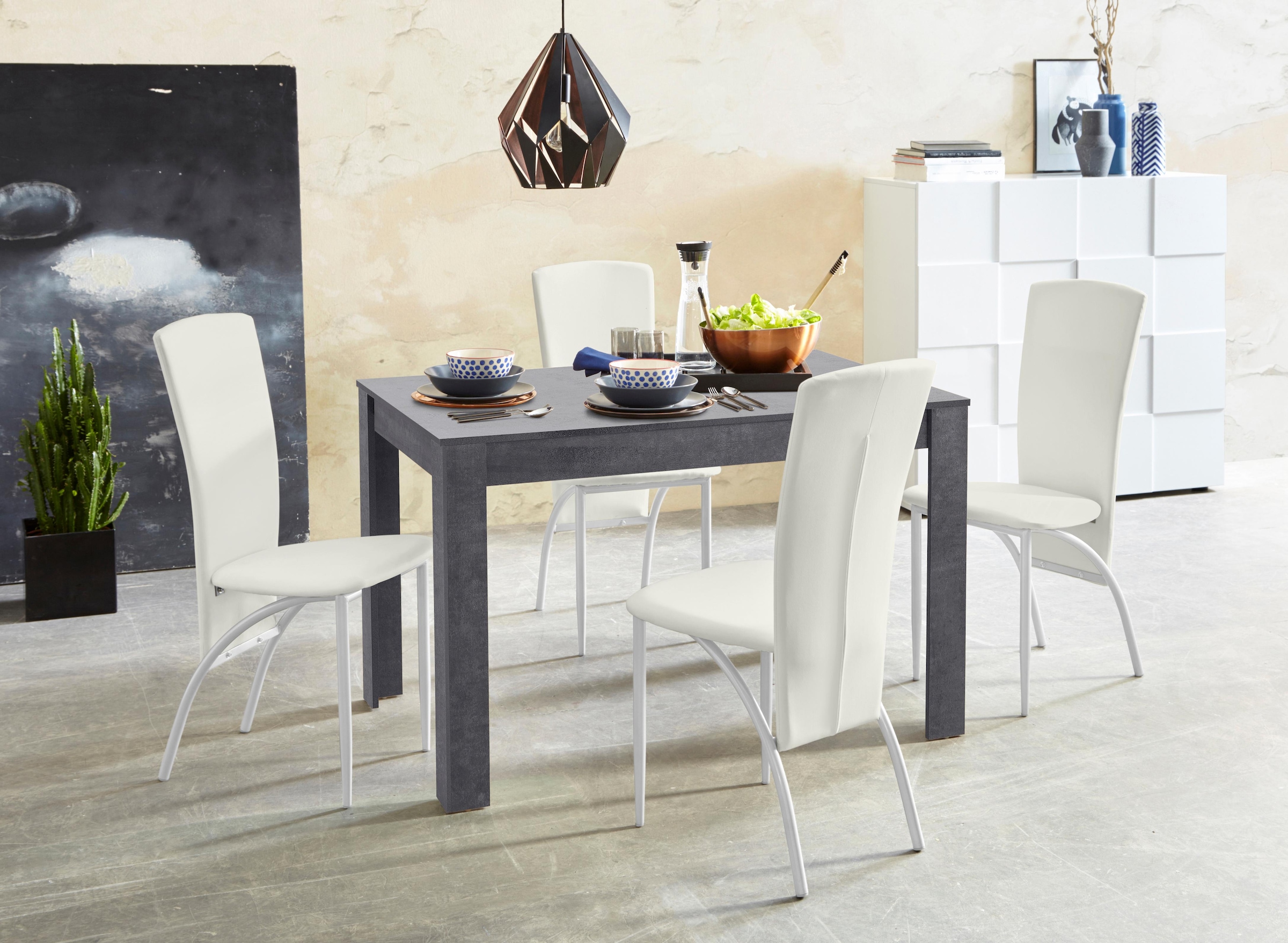 INOSIGN Essgruppe Set, 5 Stk. tlg. Schieferfarben/weiß +