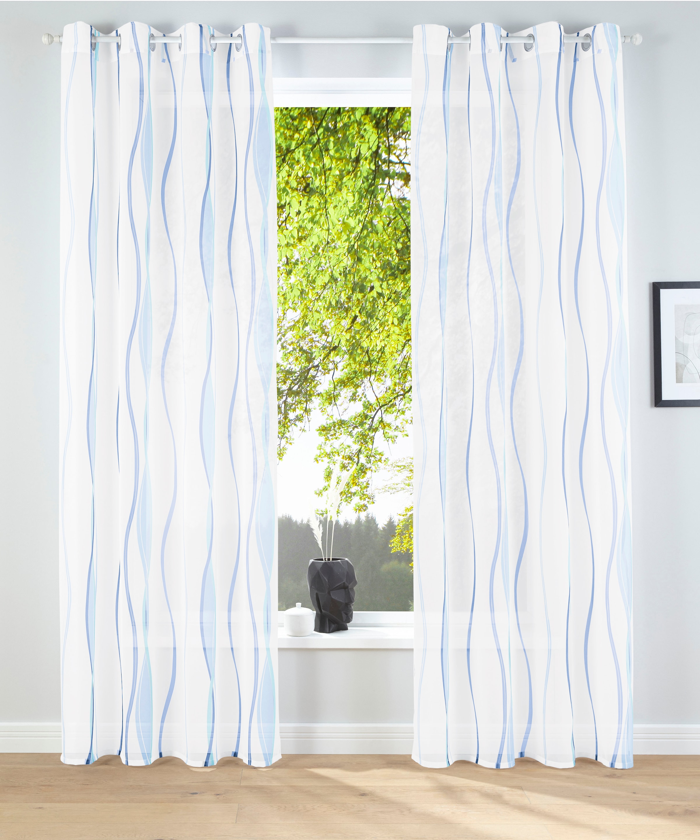 my home Gardine »Dimona«, (2 St.), 2-er Set, transparent, Voile, Polyester, Wellen