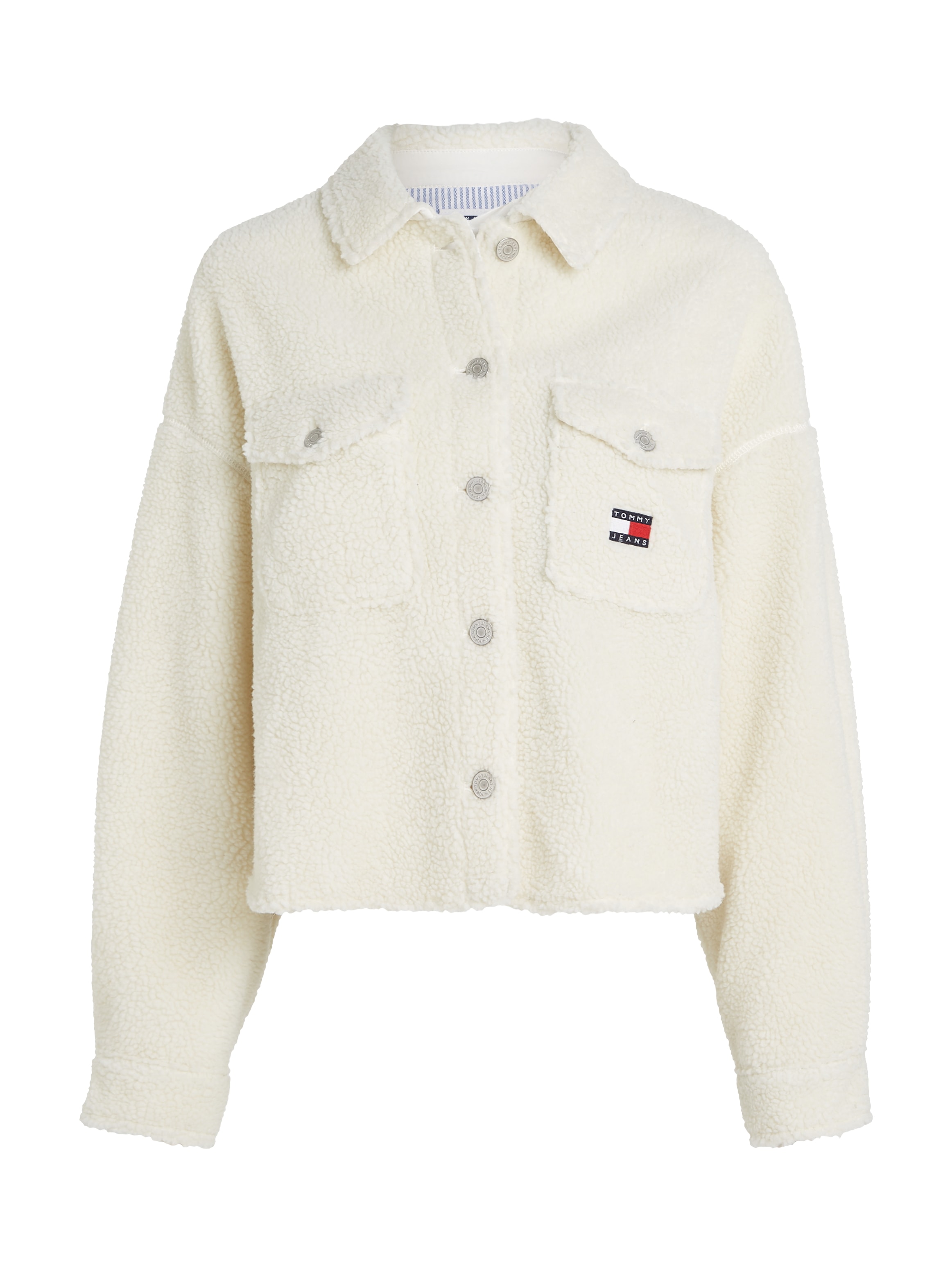 Tommy Jeans Curve Outdoorbluse »TJW TEDDY BADGE OVERSHIRT EXT«, in Großen Größen, mit Badge