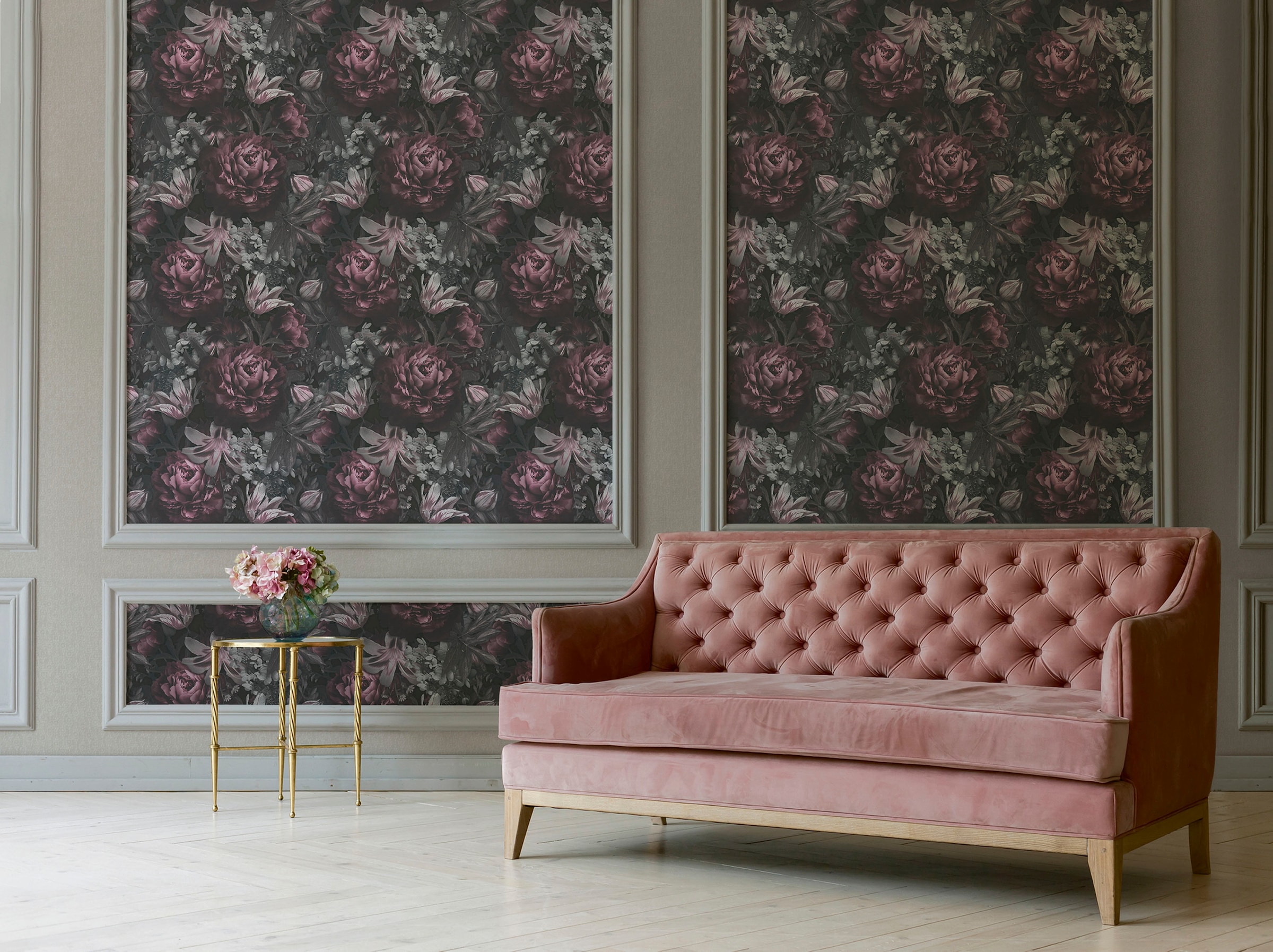 A.S. Création Vliestapete »PintWalls Rosen Floral«, matt-gemustert-neutral, Blumentapete Tapeten Wohnzimmer Schlafzimmer Küche modern Design Optik