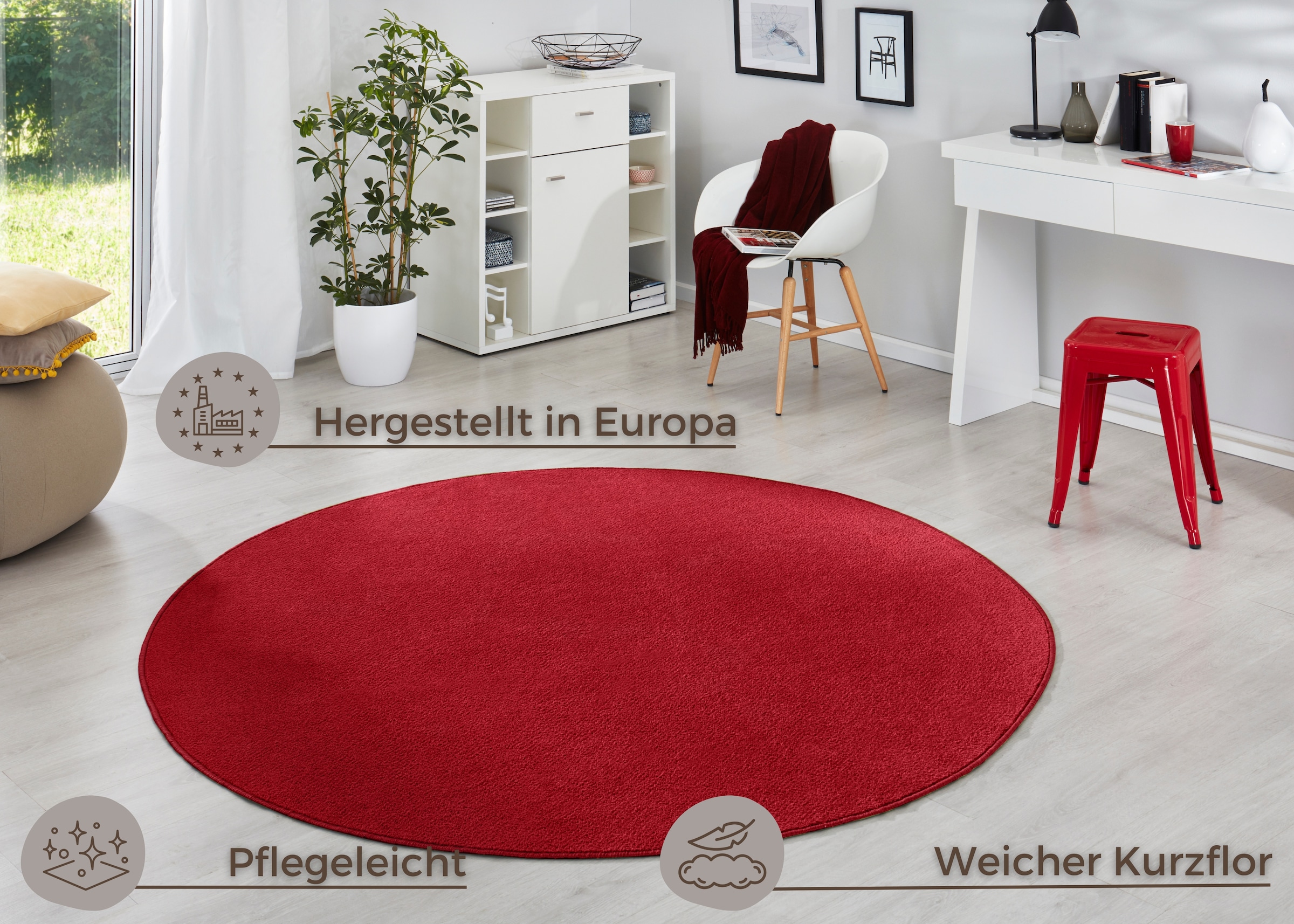 HANSE Home Teppich »Fancy«, rund, 7 mm Höhe, Kurzflor, Weich, Einfarbig, Wo günstig online kaufen