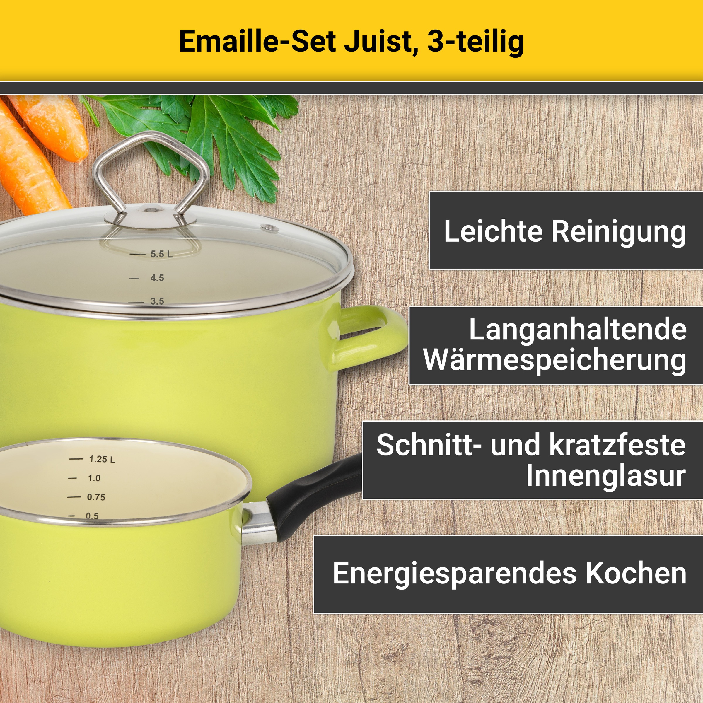 Krüger Topf-Set »Emaille Topfset Juist« Emaille Set, Fleischtopf Ø 16 + Ø 2 günstig online kaufen