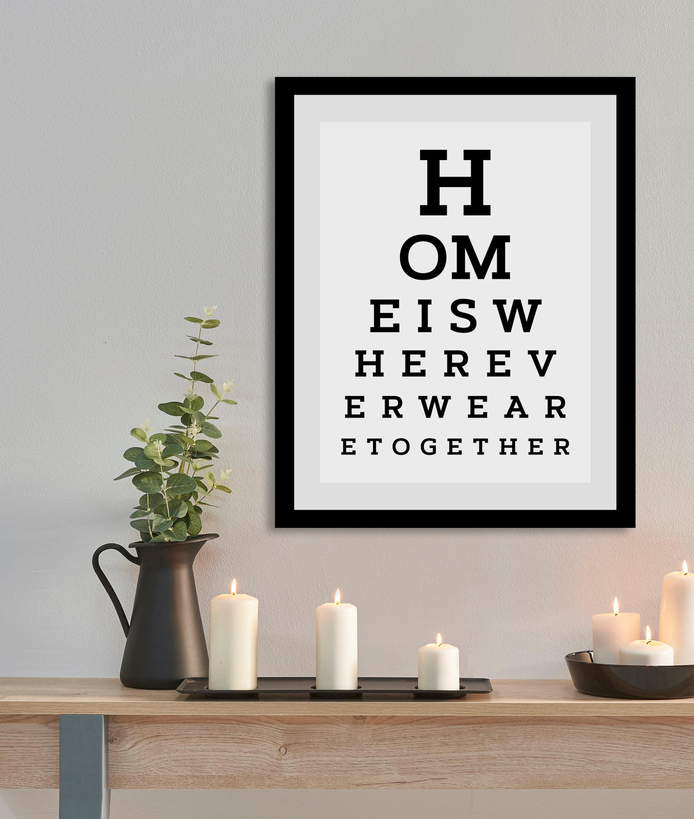 queence Bild »Zuhause«, Sprüche & Texte-Schriftzug-Schwarz-Weiß-Motivations günstig online kaufen