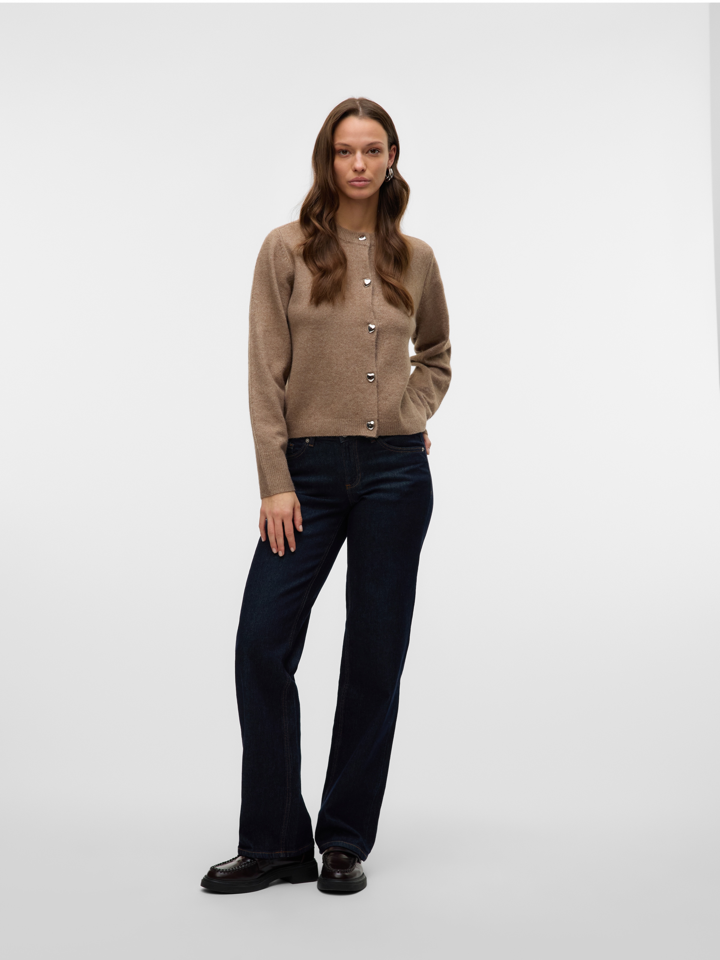 Vero Moda Strickjacke »VMFIONA LS SHORT BUTTON CARDIGAN GA BOO«, mit Knopfleiste