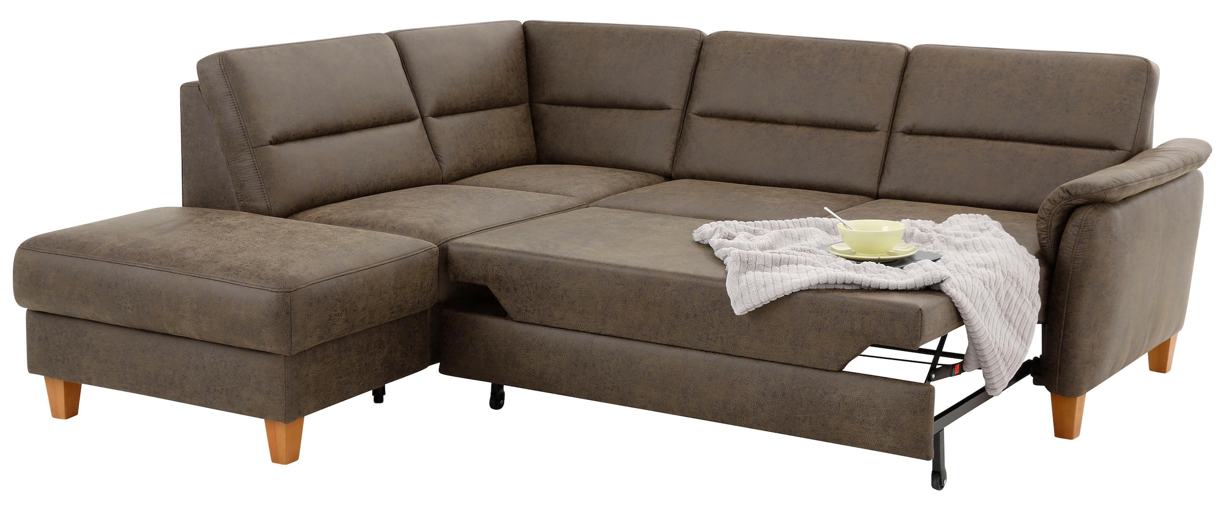 Home affaire Ecksofa »Palmera L-Form«, Federkern, wahlweise mit Bettfunktion und mit/ohne Stauraum