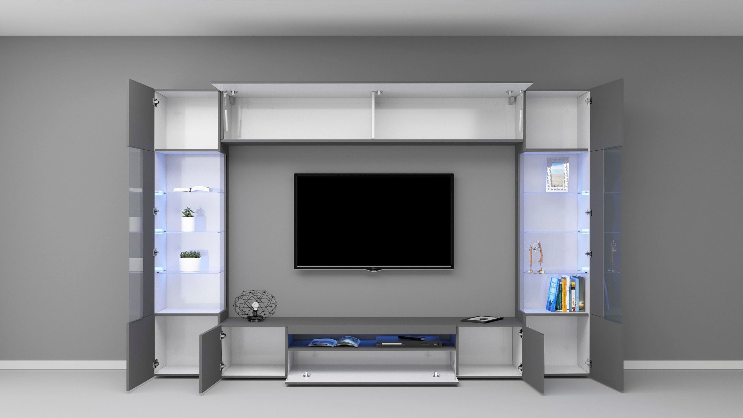 INOSIGN Wohnwand »New Egypt«, (4 St., Breite 290cm), bestehend aus 2 Stauraumvitrinen, 1 Lowboard, 1 Hängeschrank