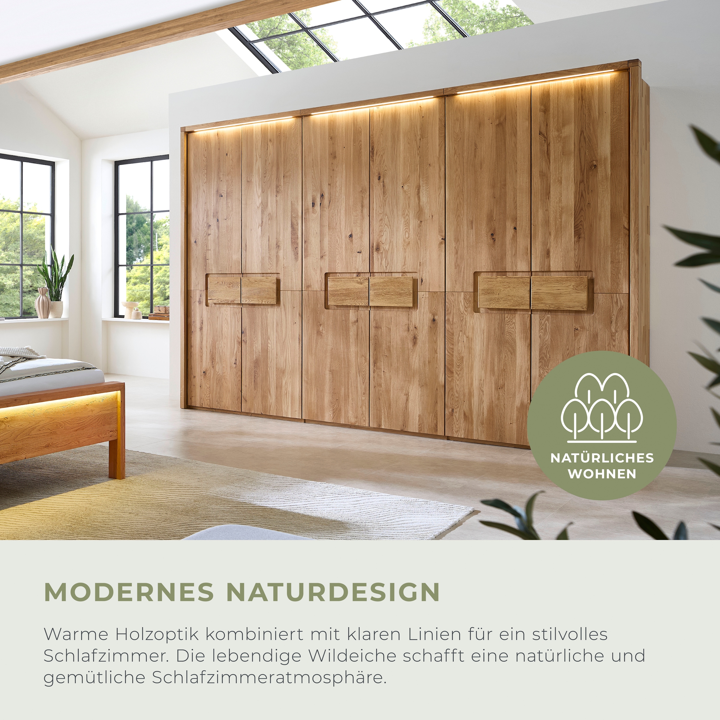 Home affaire Kleiderschrank »Ambroise aus Wildeiche, erhältlich in verschiedenen Breiten« Massivholz-Kleiderschrank, im 50 cm Raster planbar