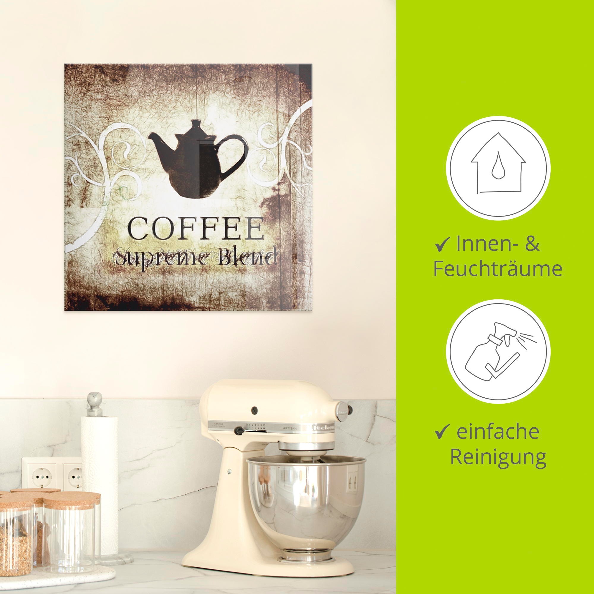 Artland Glasbild »Kaffee«, Getränke, (1 St.), in verschiedenen Größen