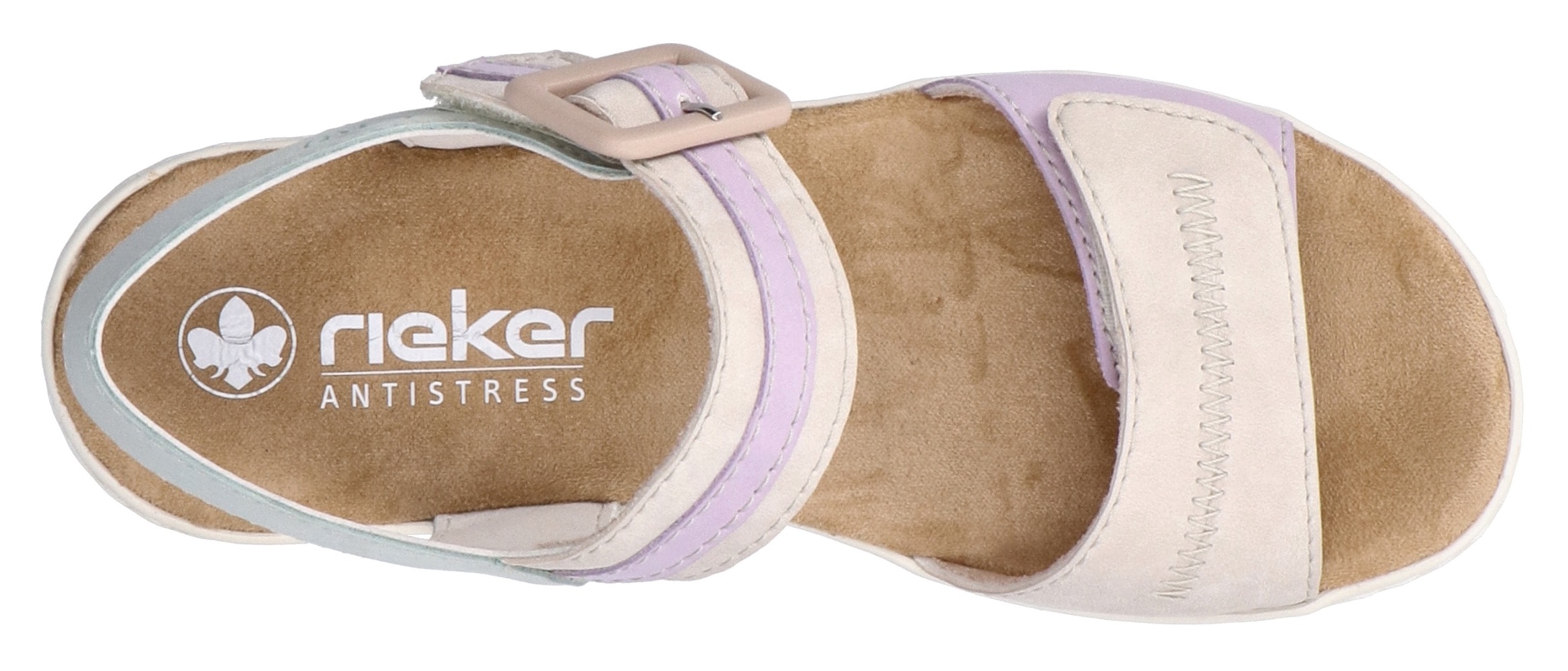 Rieker Keilsandalette, Sommerschuh, Urlaubschuh, Sandale mit regulierbaren Klettverschlüssen