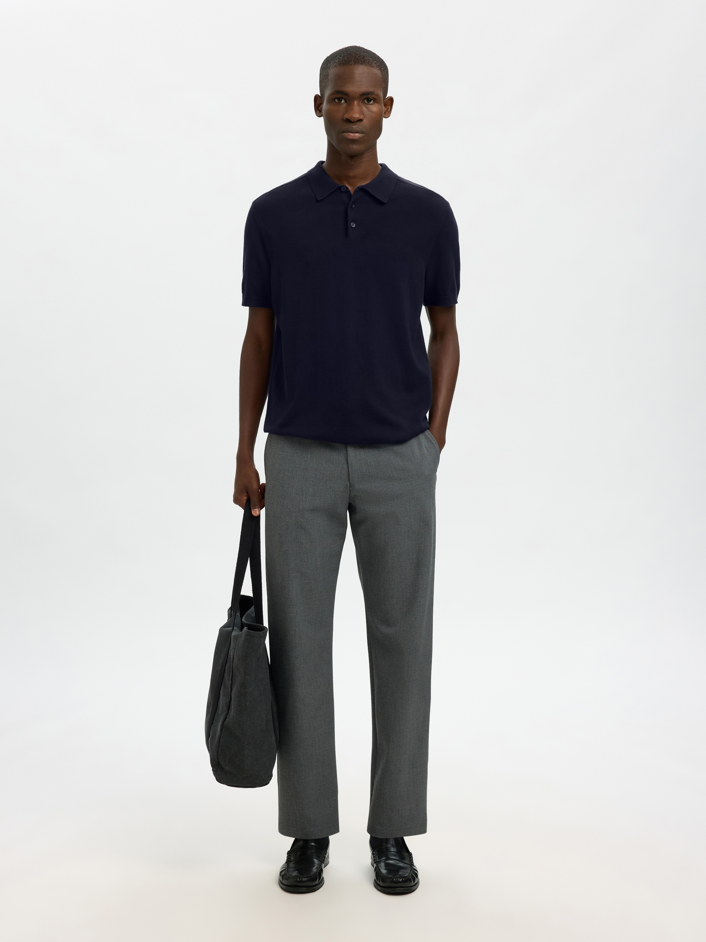 SELECTED Poloshirt »SLHBERG SS KNIT POLO NOOS« aus Feinstrick