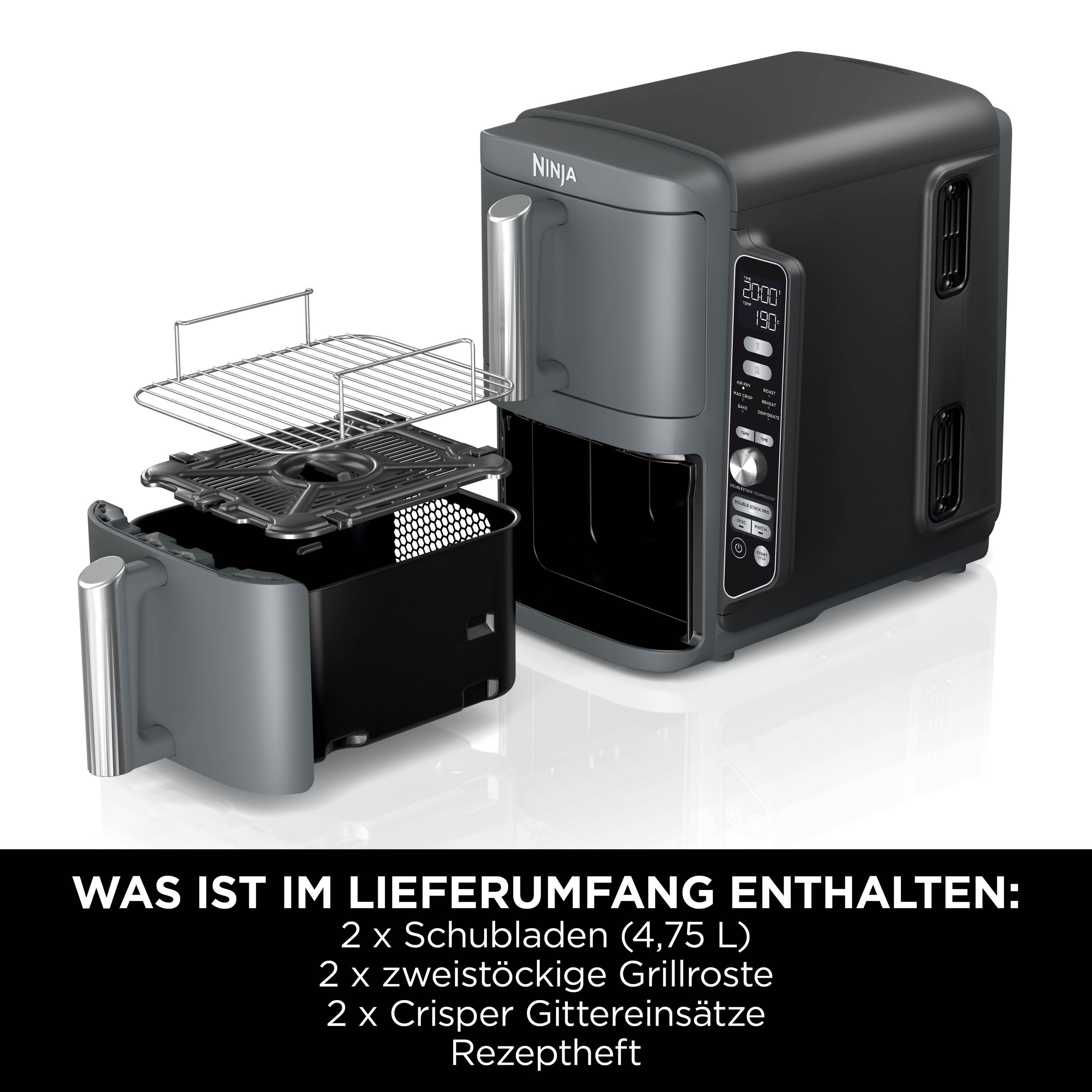 NINJA Heißluftfritteuse »SL400EU Double Stack XL«, 2470 W günstig online kaufen