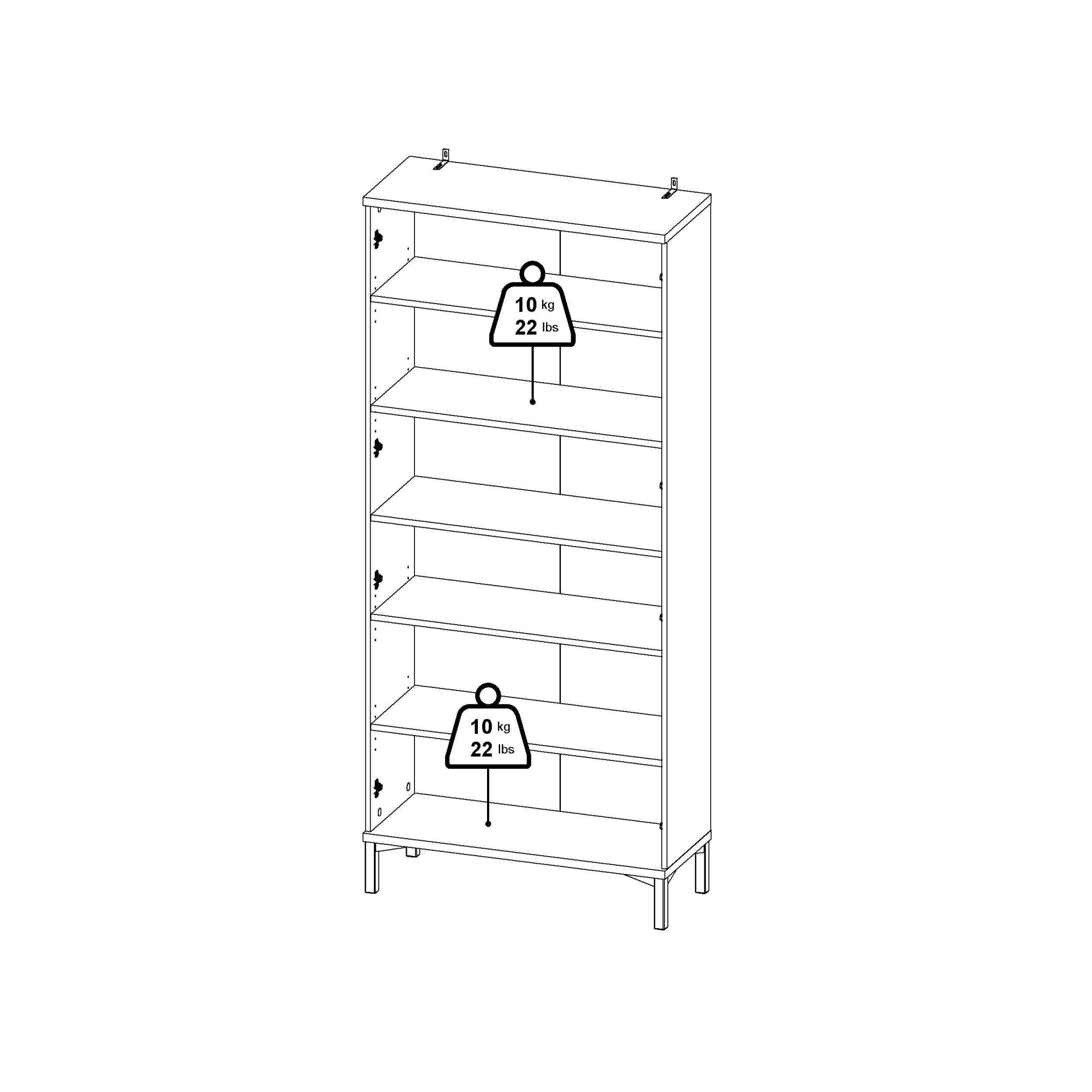 INOSIGN Vitrine »Roma Vitrinenschrank, Standvitrine, Glasvitrine, Schrank, Stauraum«, 2 Glastüren, Höhe 200 cm, 6 Fächer, Breite 89 cm