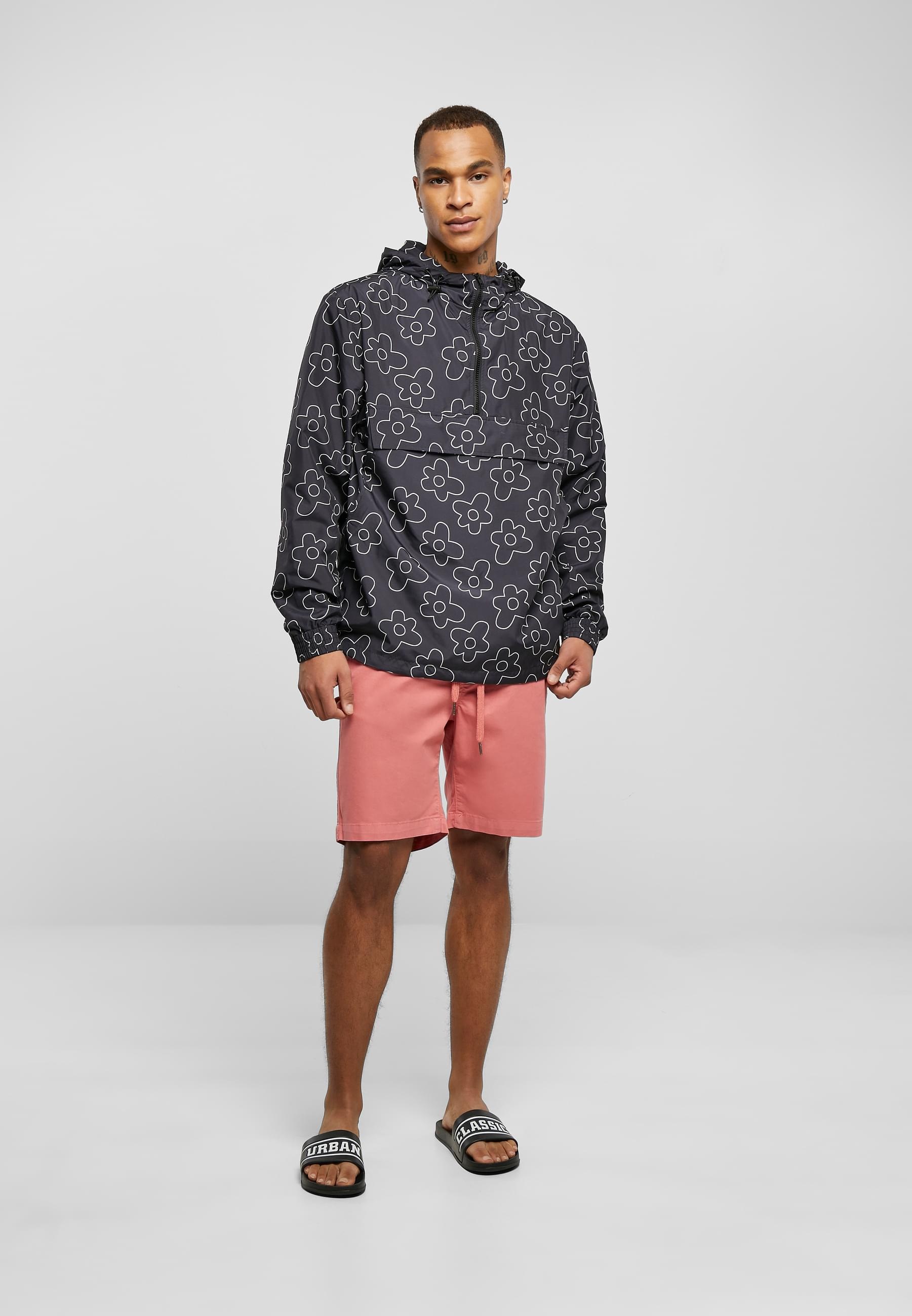 URBAN CLASSICS Windbreaker »Urban Classics Herren Flower AOP Pull Over Jacket« 1 Stk. tlg. mit Kapuze