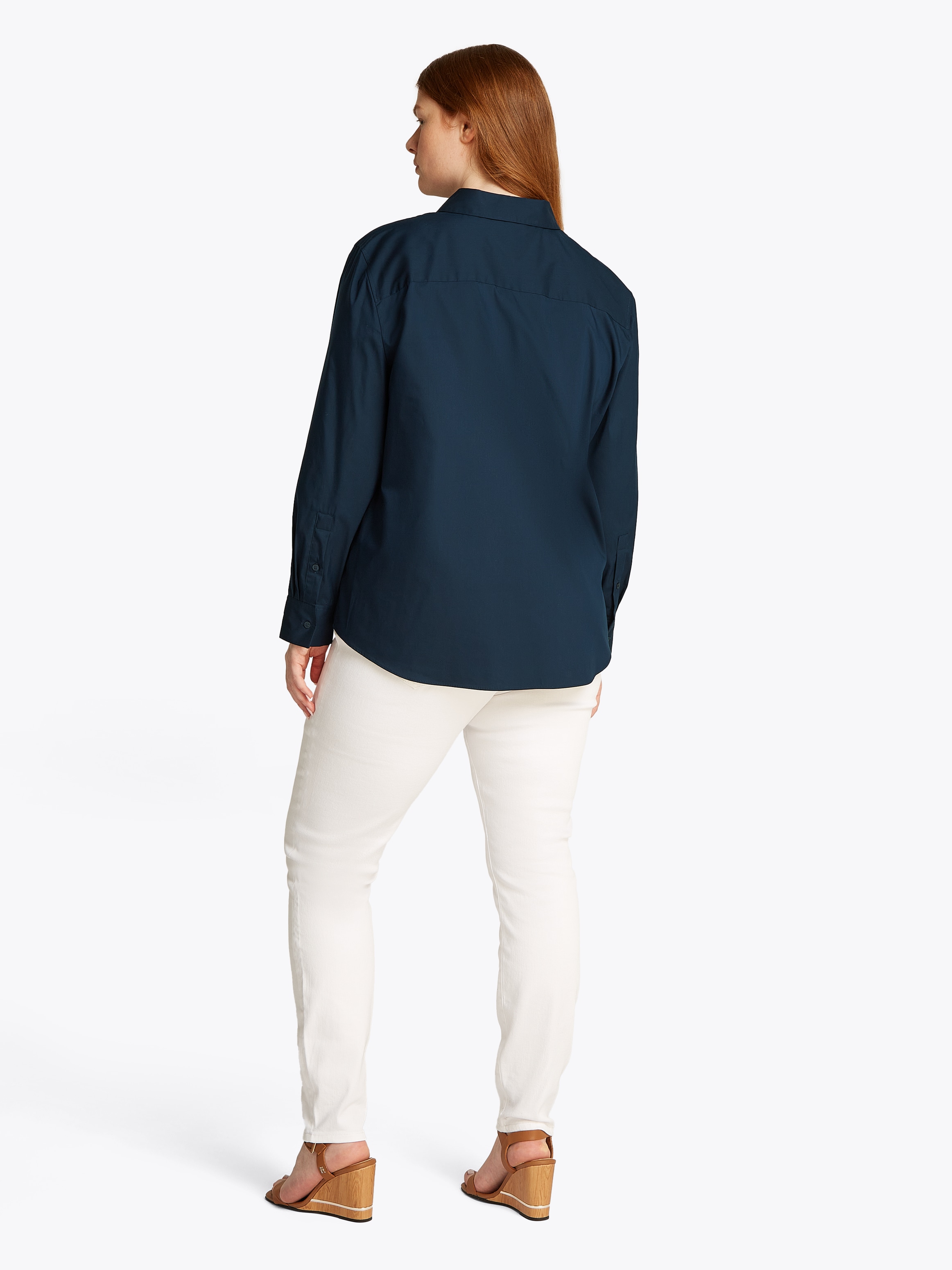 Tommy Hilfiger Curve Hemdbluse »CRV ESS POPLIN REGULAR SHIRT«, in Großen Größen, Popeline Qualität, Logostickerei