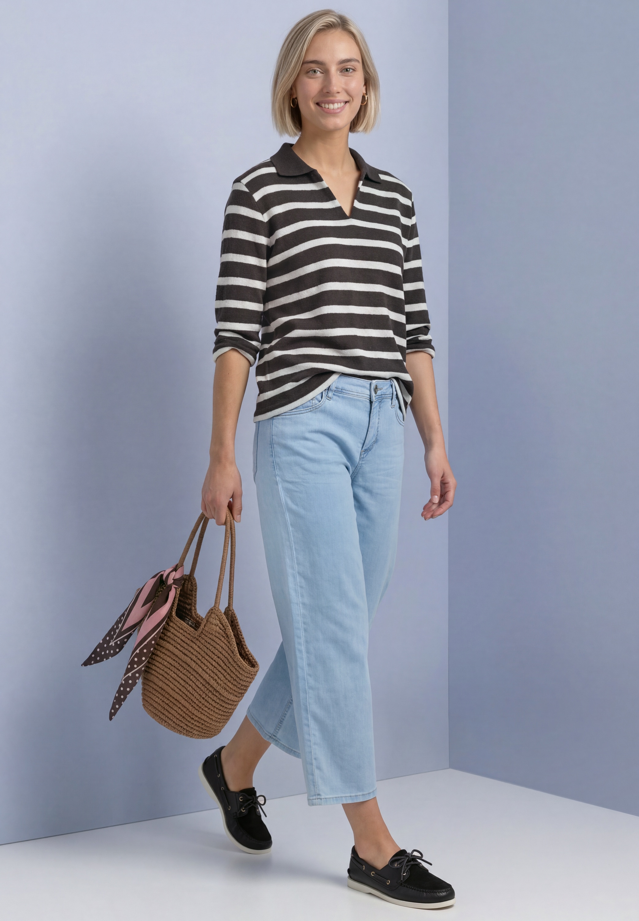 STREET ONE Poloshirt mit Streifenmuster