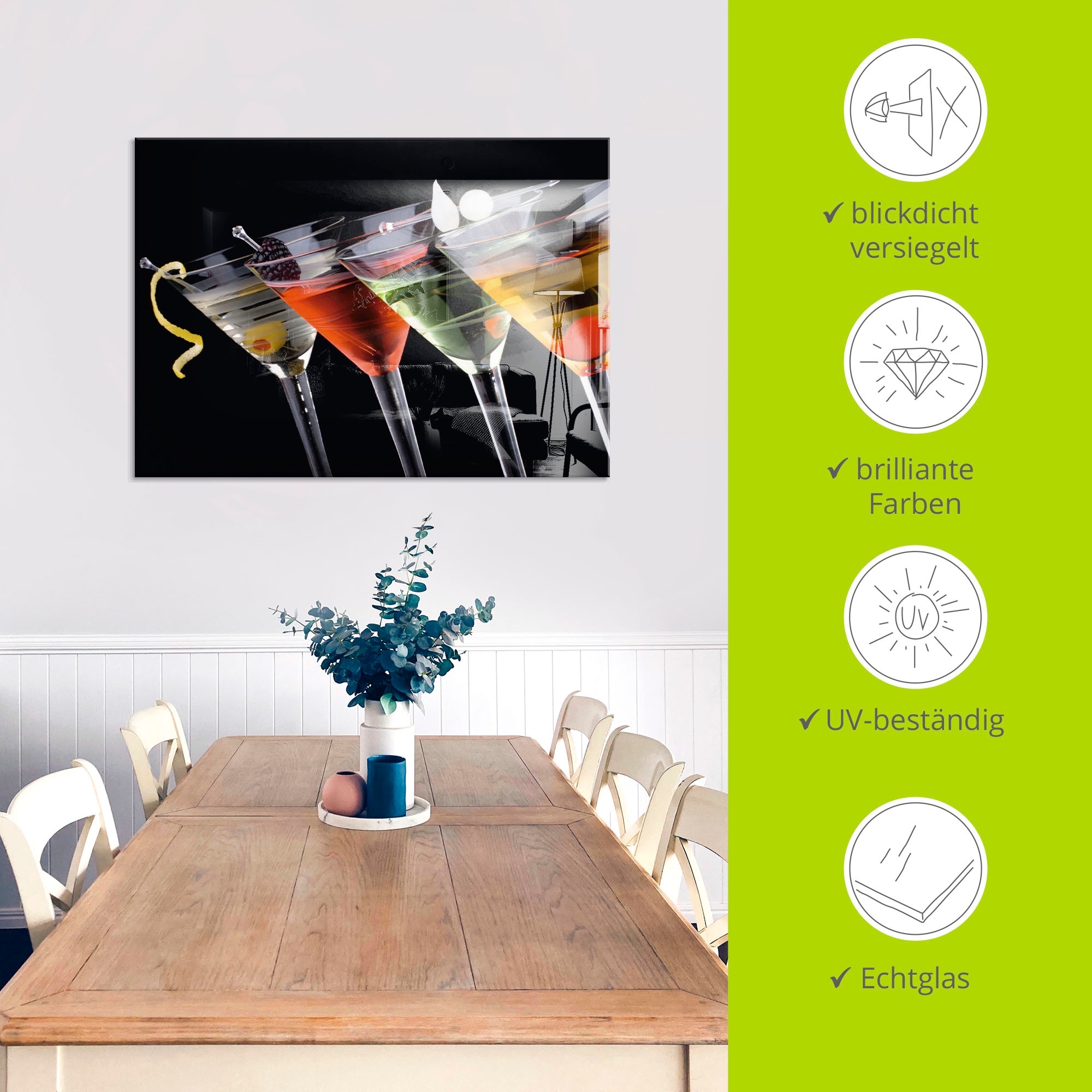 Artland Glasbild »Klassische Martini - Cocktail« Getränke 1 Stk. tlg. in verschiedenen Größen